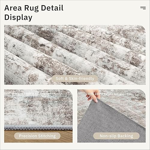 Miniatura 28 de Alfombras de Área de 9x12 para Sala de Estar, Alfombras Vintage Antideslizantes Lavables a Máquina, Alfombra Grande Ligera de Pelo Bajo para