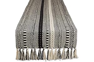 DII Farmhouse Braided Stripe Black and White Table Runner