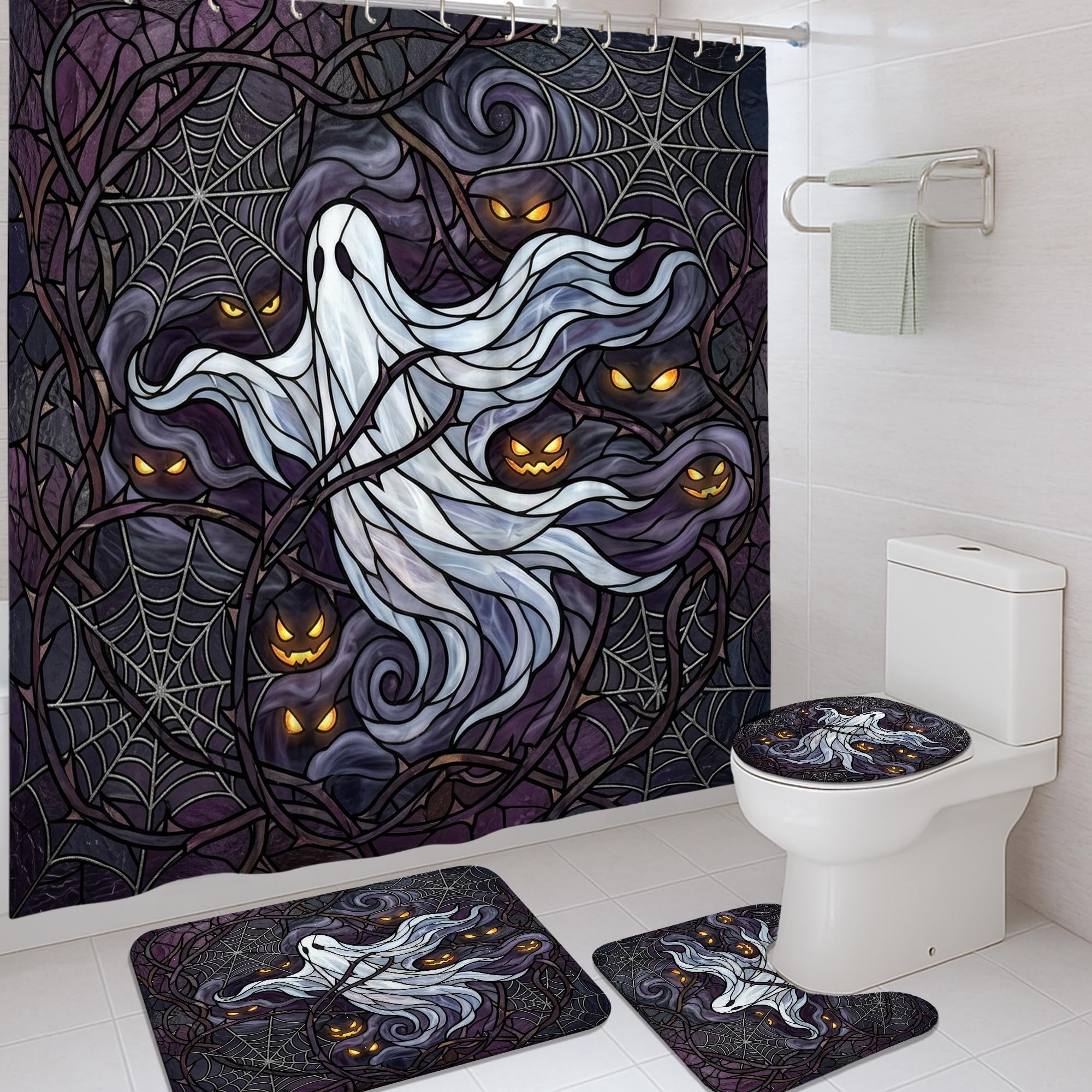 Rideau de douche Halloween grande taille pour baignoire familiale et déco festive
