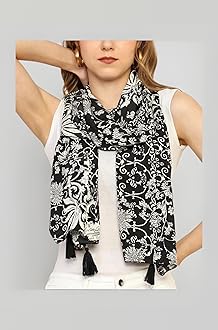 KE KANHA EXPORT Women Scarf|Stole For Women|Scarf For Women Stylish|Stall For Women|Border Print Face Cover Head Wrap|Boho|Beach|Multicolor|180x50cm|Pack Of 1