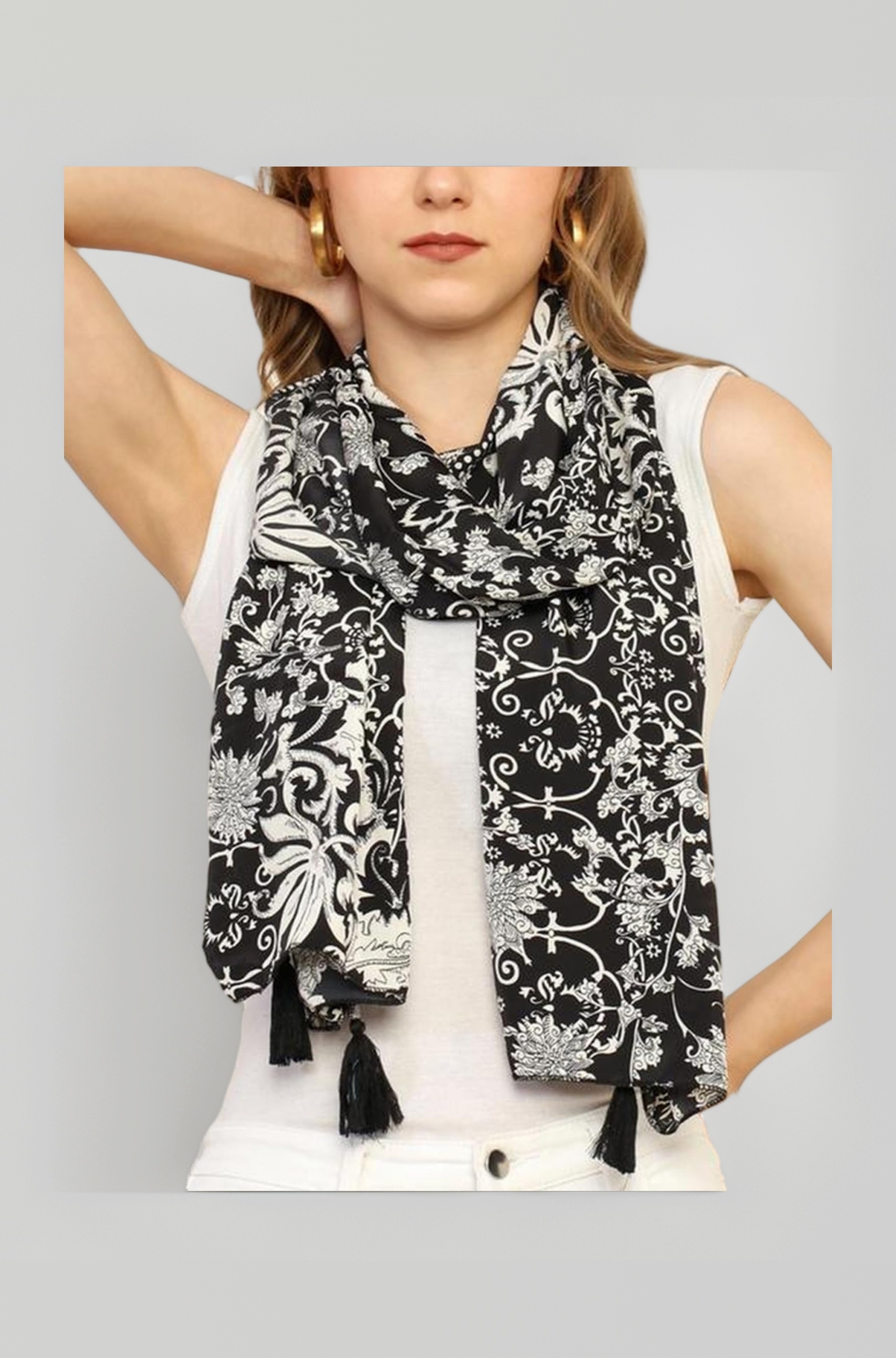 KE KANHA EXPORT Women Scarf|Stole For Women|Scarf For Women Stylish|Stall For Women|Border Print Face Cover Head Wrap|Boho|Beach|Multicolor|180x50cm|Pack Of 1