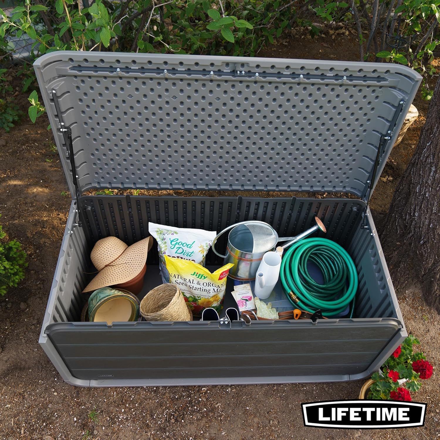 LIFETIME 136‑Gallon Modern Deck Box, Outdoor Storage Container, Weather‑Resistant, UV‑Protected, Lockable Lid - Image 6