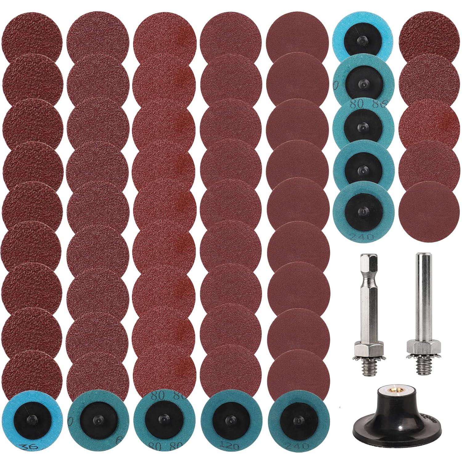 60Pcs Quick Change Sanding Discs, 2 Inch Die Grinder Sanding Discs, 60PCS Aluminum Oxide Roll