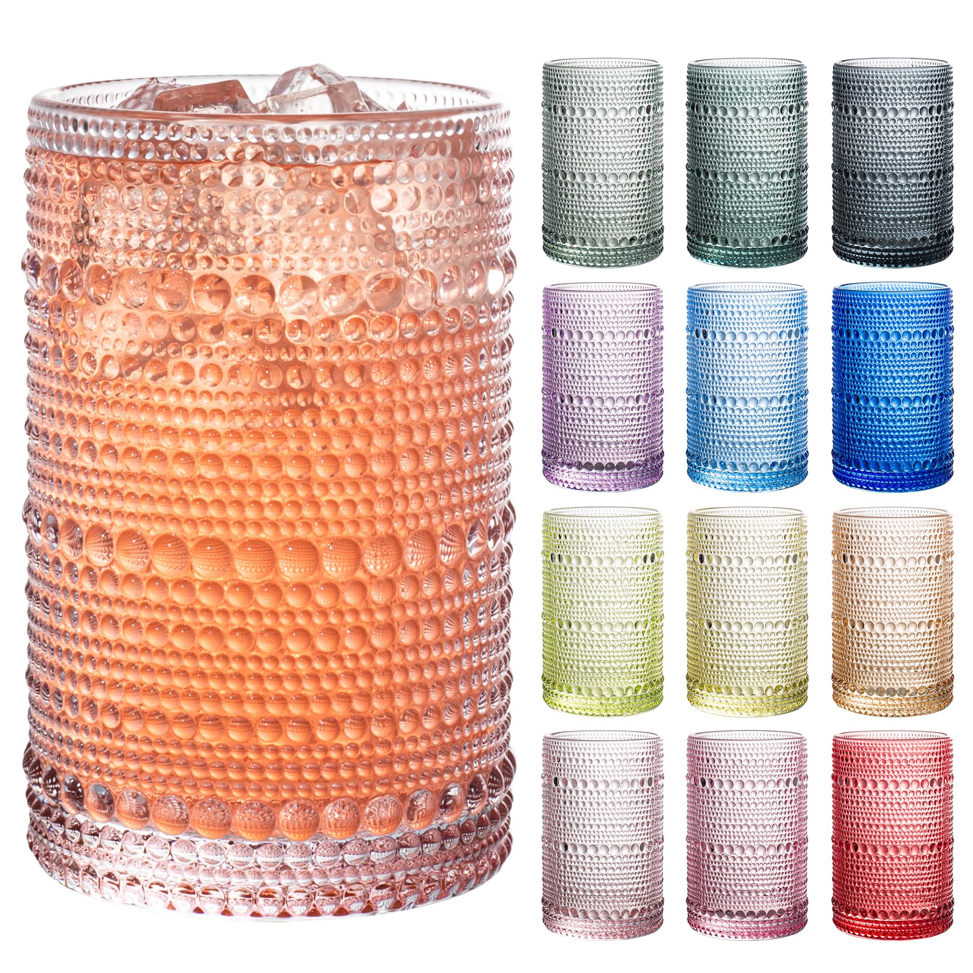 Bandesun Vintage Hobnail Glasses Set of 12