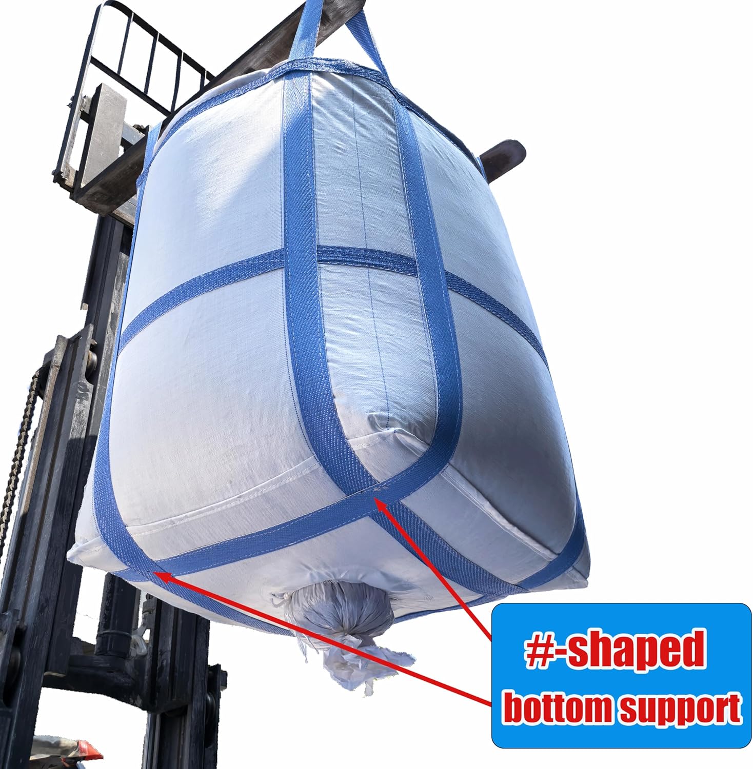 8Pack Aolikebao FIBC Bulk Bag,2 Ton Bag,35.4"L x 35.4"W x 43.3"H,4400lbs SWL Safty Factor 3:1,Woven Polypropylene Bags,Duffle Top #-Shaped Spout Bottom - Image 8