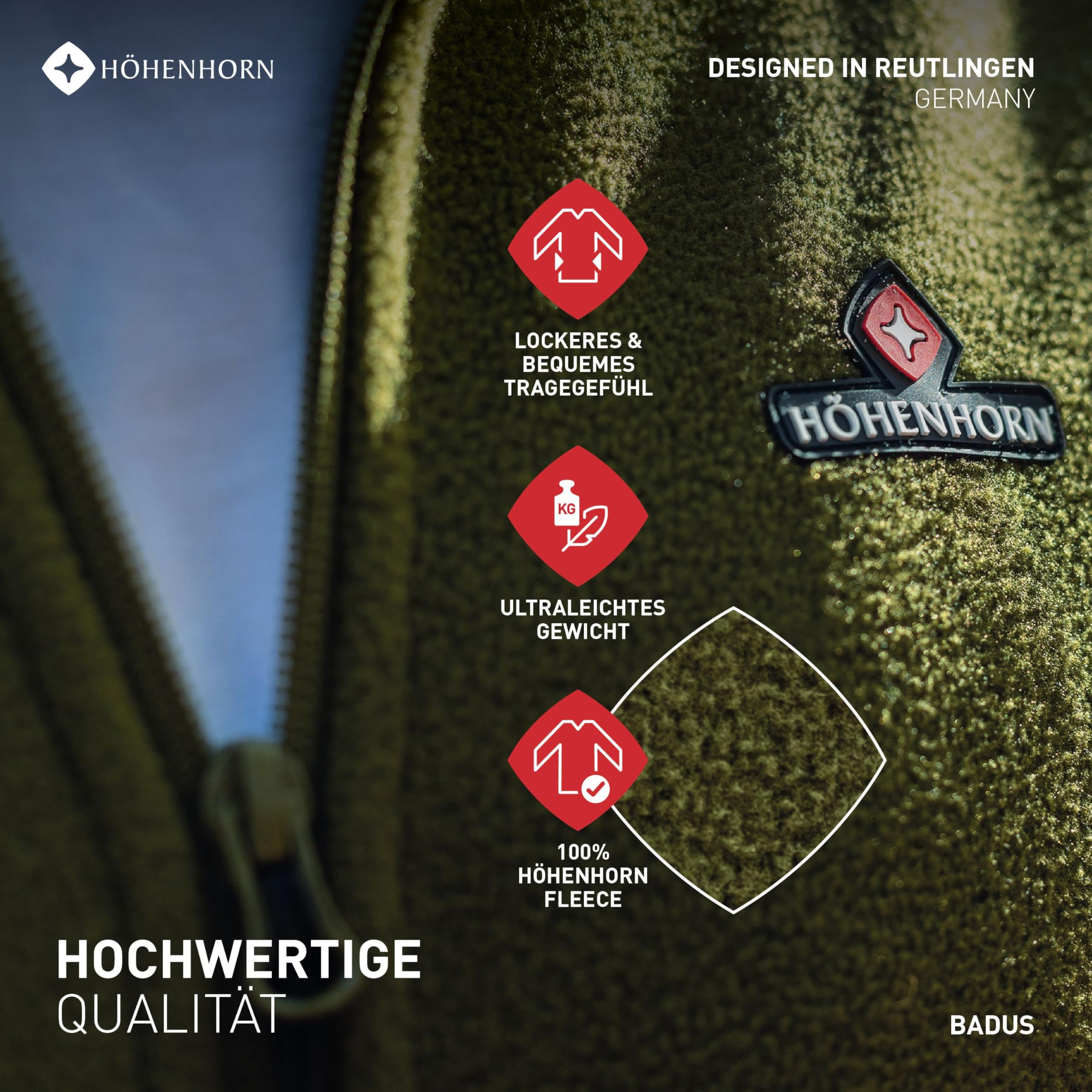 HÖHENHORN Badus Eigler Giacca in pile da uomo Full Zip Outdoor Trekking Trekking