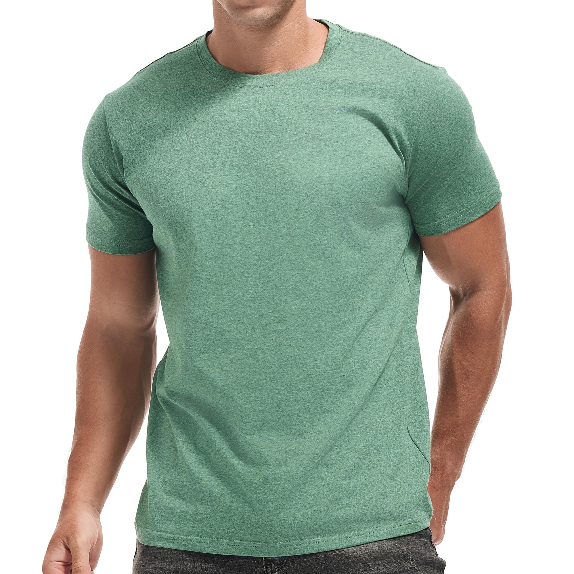 Photo 1 of VEIISAR Crew Neck Tees Premium Men's T-Shirts - Soft and Fit Mens T-Shirt - Casual Stylish Tee for Men Green 3XL