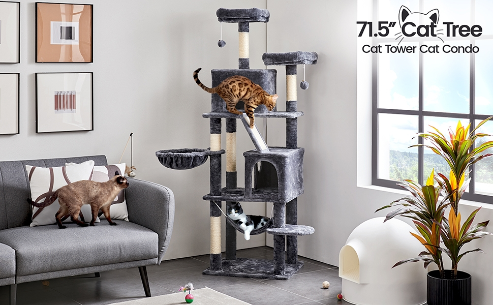 Amazon.com: Yaheetech Cat Tree, 71.5in Cat Tower for Indoor