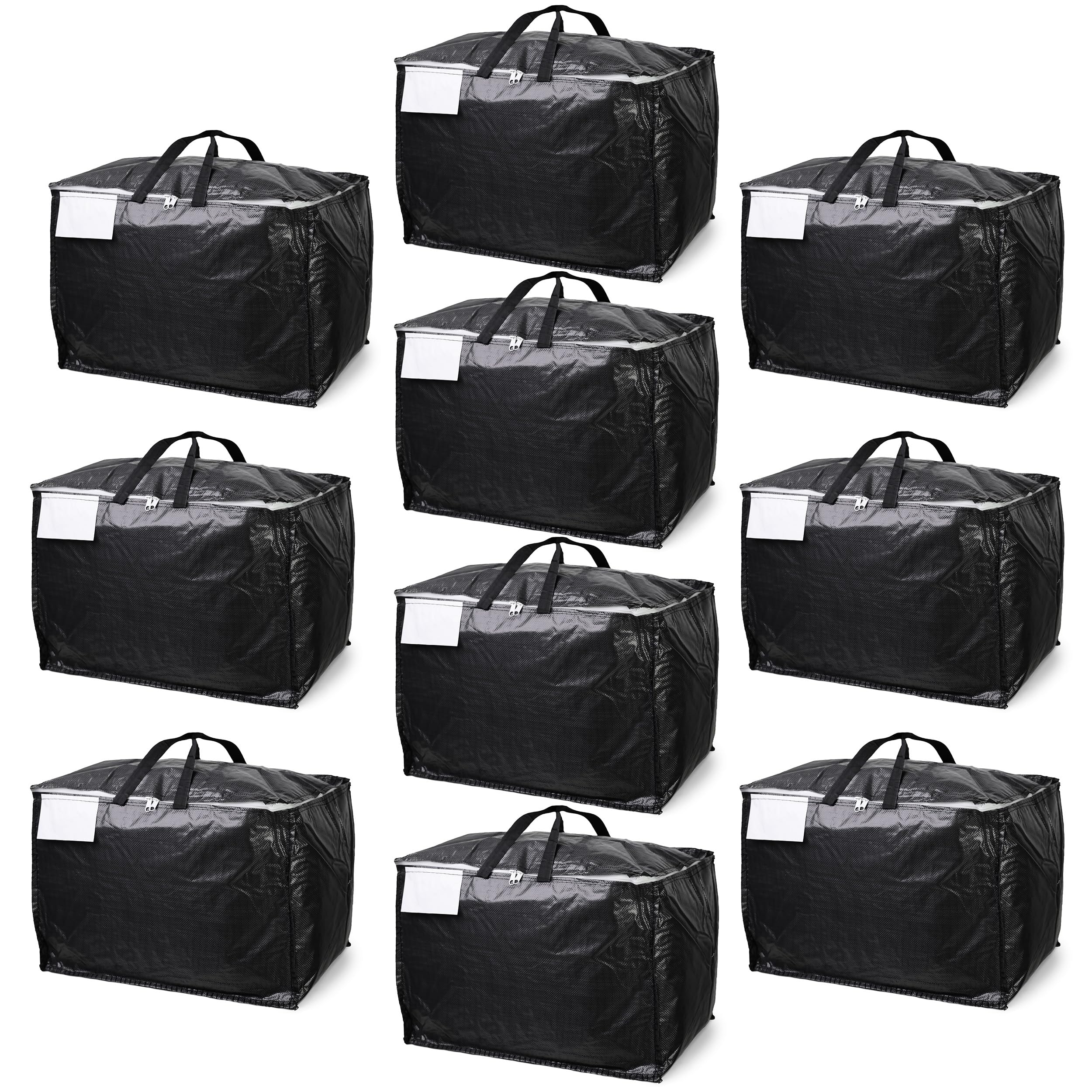 Moving & Storage Bags – HEAVY DUTY 100L - PREMIUM Grade, Reusable Zippered Tote for Moving House, Clothes Storage, Camping, Attic & More – Industrial Strength Laundry & Utility Bag (10 Bags)