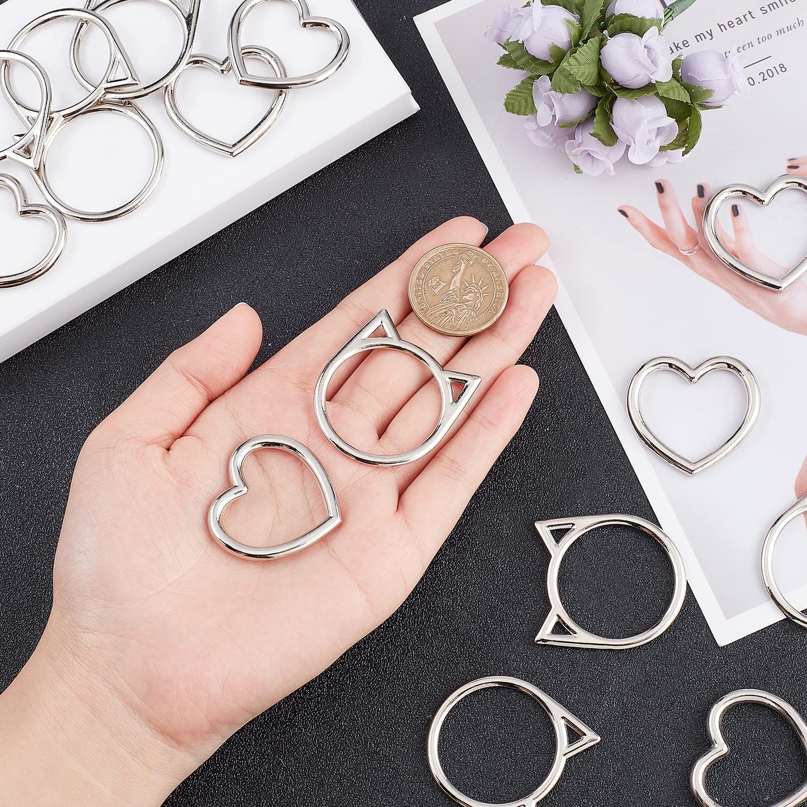 Amazon.com: BENECREAT 24Pcs 2 Style Cat Head & Heart Shape Metal