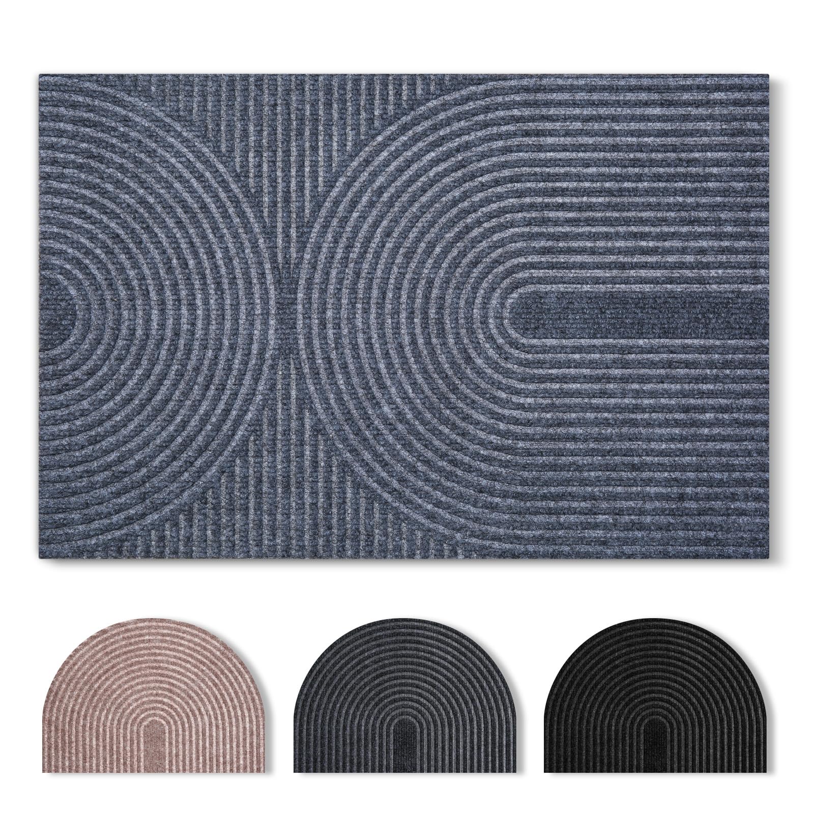 Tuocal Door Mats Indoor & Outdoor, 40 x 60 cm Dirt Trapper Door Matts Indoor Low Profile Machine Washable Absorbent Non-Slip Shoes Scraper Doormat for Entrance, Inside, Kitchen, Muddy Shoes