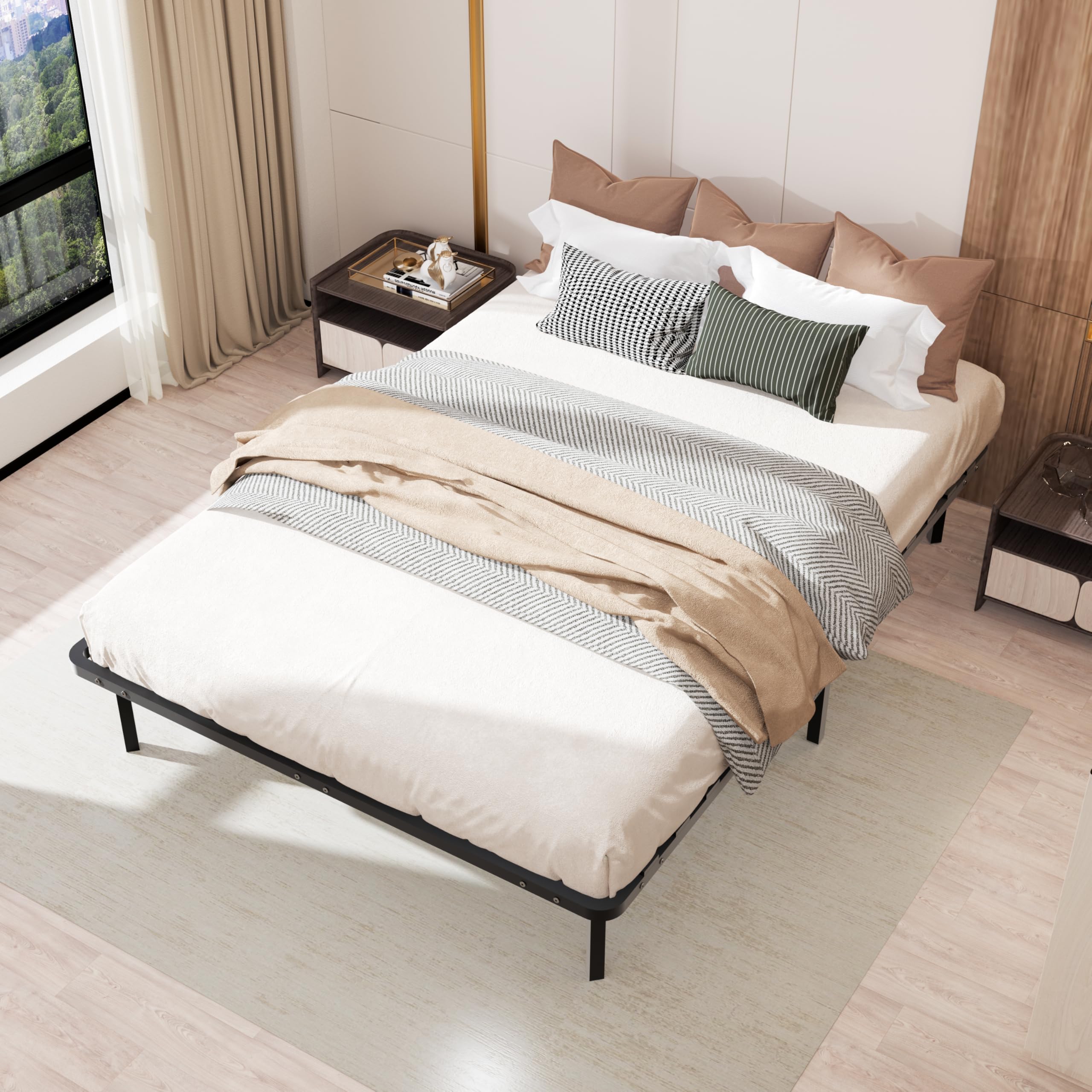 TEENO - Sommier 140x190cm avec 9 Pieds - 2x14 Lattes - Lit avec Sommier à Lattes pour Adulte - Résistant et Confortable