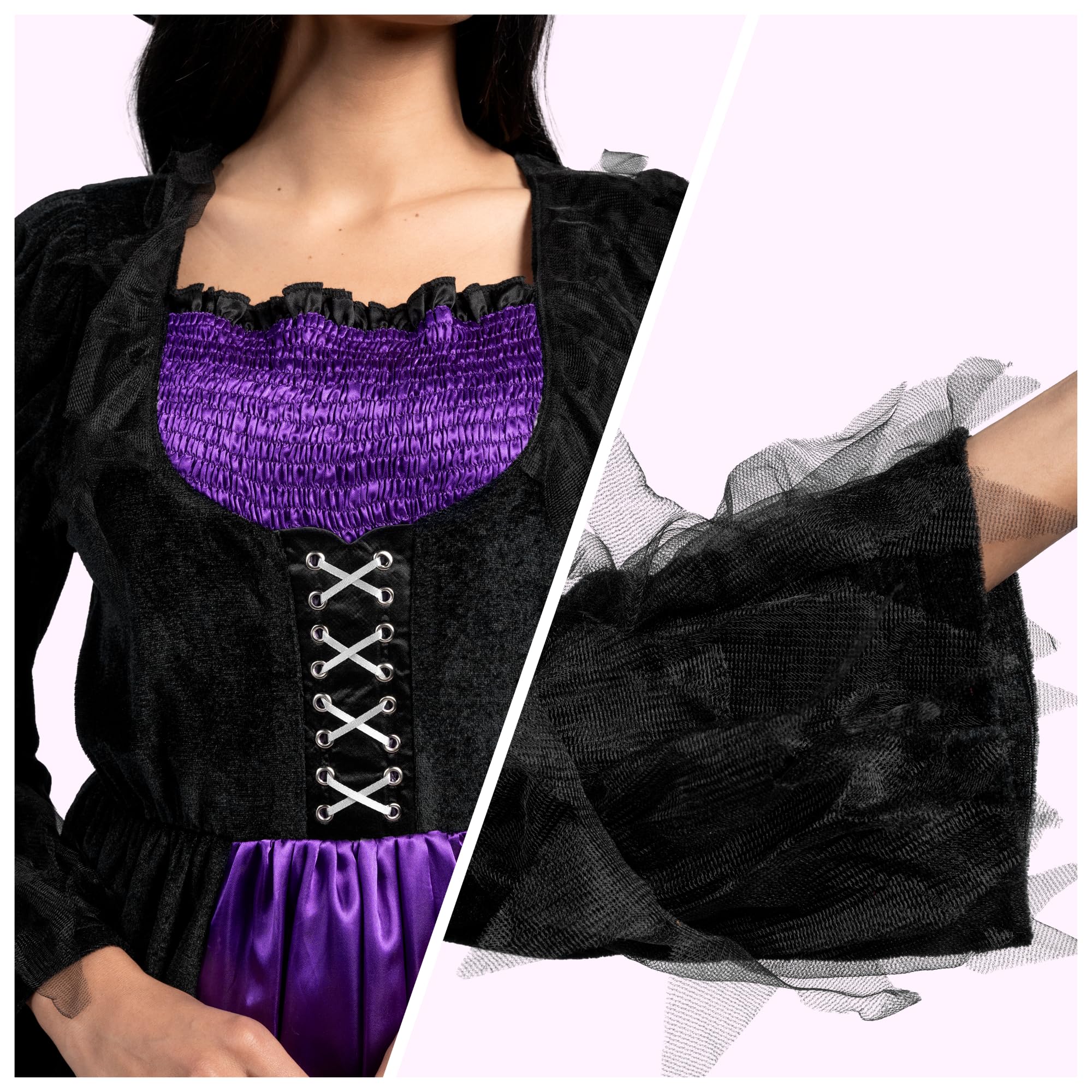 Spooktacular Creations Witch Costume Women, Womens Halloween Costumes 2025 with Witch Dress Hat Accessories for Cosplay