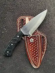 Faca Boiadeiro Muladeiro Lisa Bainha Couro Legítimo 5Pol Uso Versátil Artesanal Corte Preciso Cozinha Churrasco Inox420 (LISA PRETO)