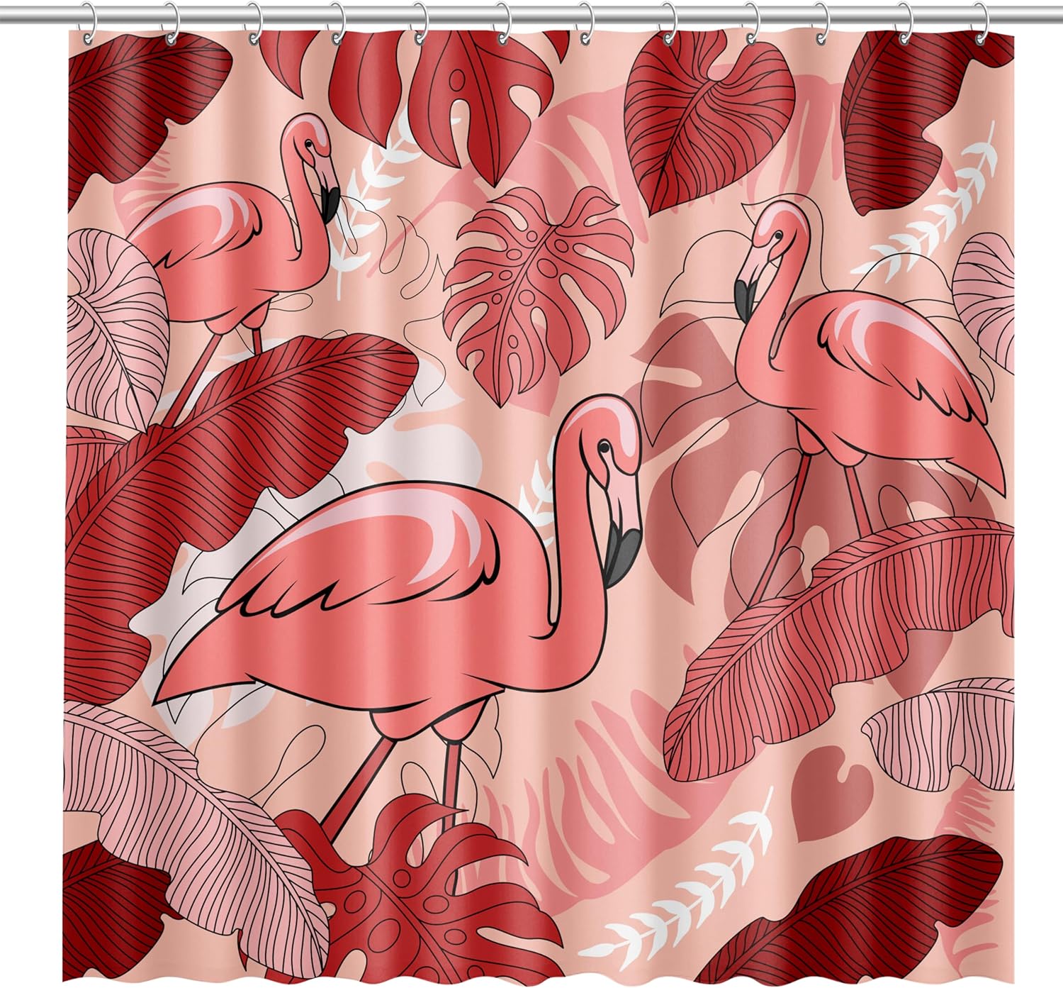 Fabric Shower Curtain with Design | Machine Washable Waterproof Fabric Works as Shower Curtain, Inner Liner, or Both (Lotus Tricolor, 72" L x 72" W)