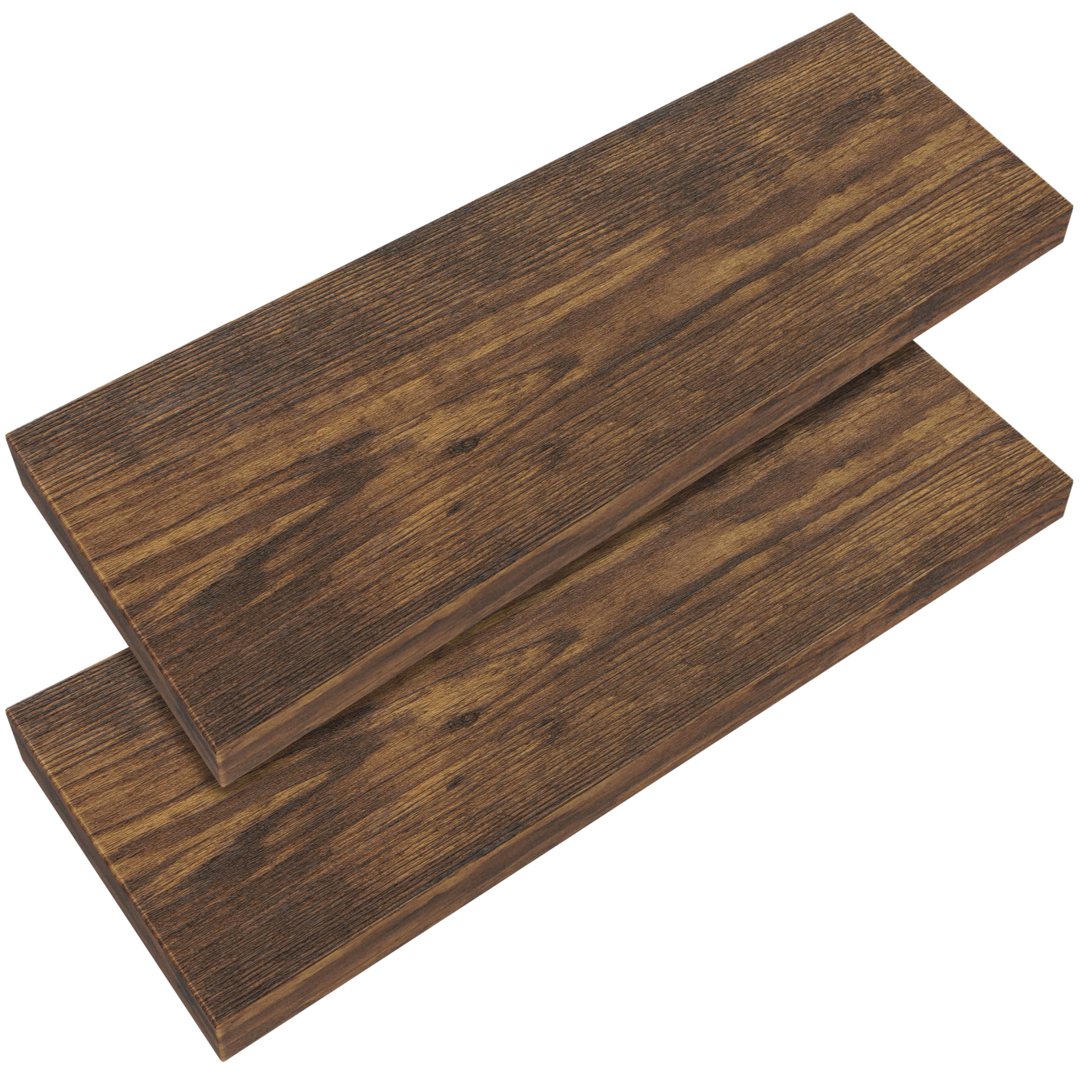 Casaria 2X Étagères Murales Flottantes 70 cm Chêne Foncé MDF Robuste Effet Flottant étagère Bois Rangement décoration