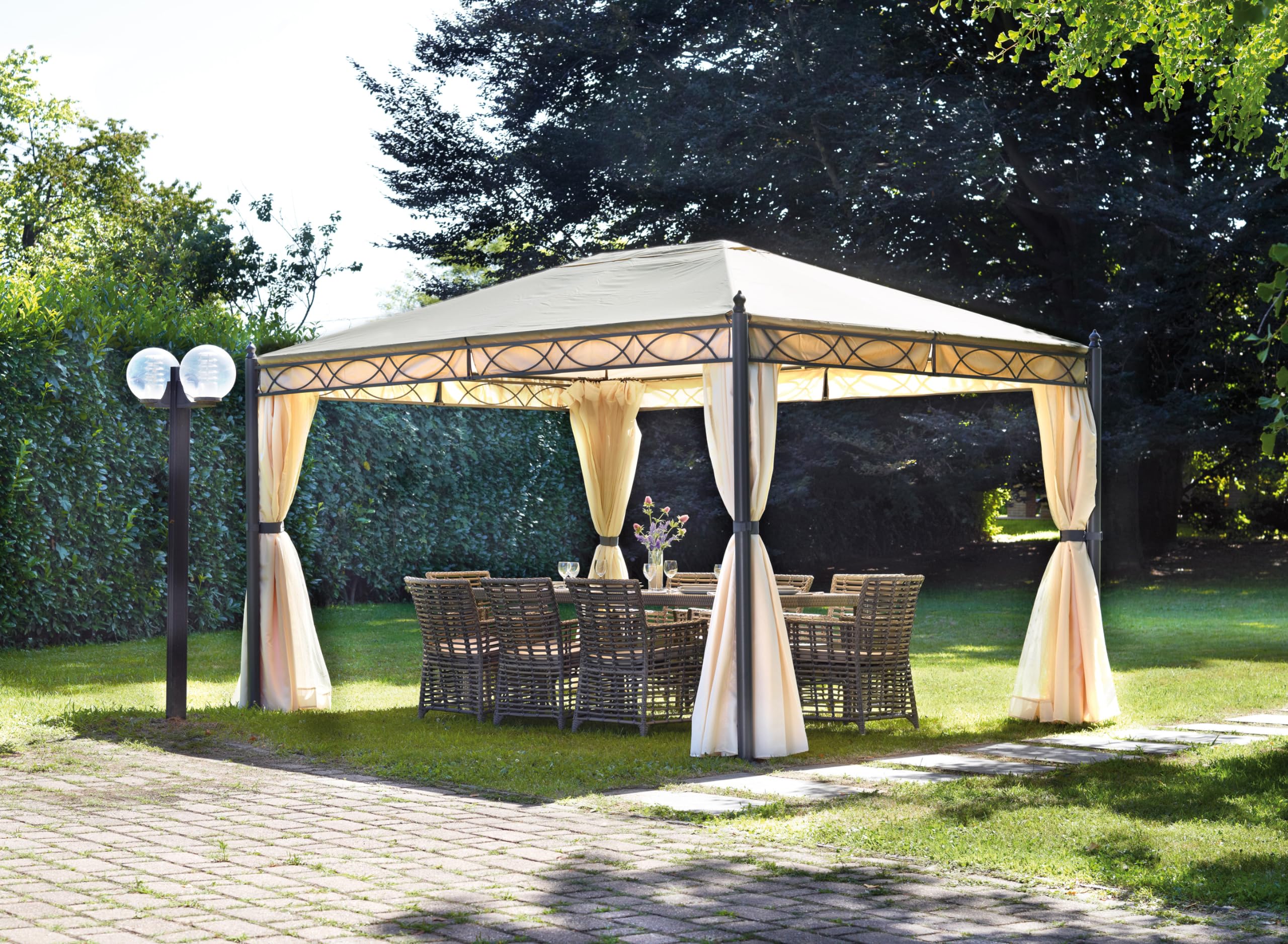 Telo di ricambio per gazebo Greenwood GAZ372 3x4m antivento poliestere resinato 210 gr sabbia
