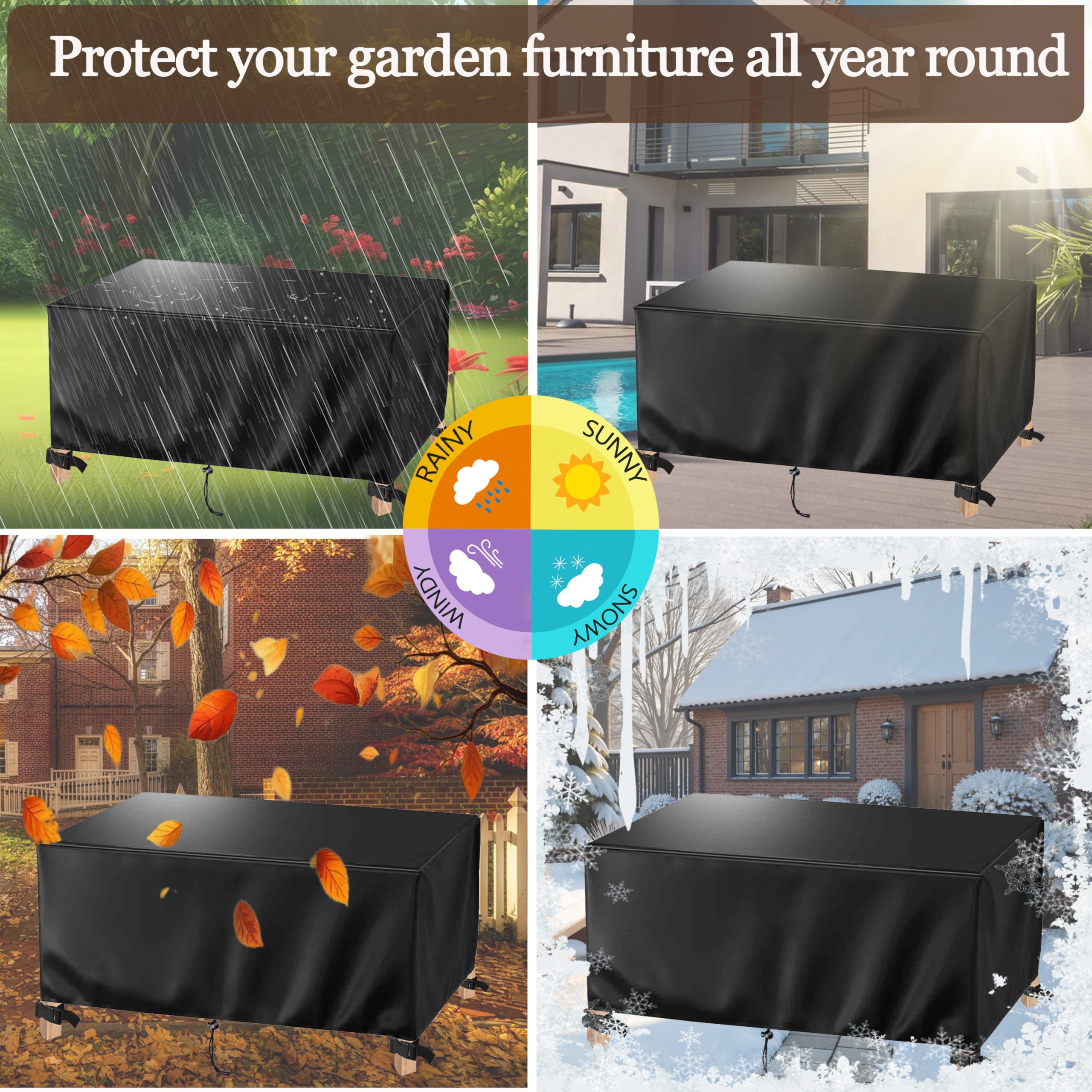 AJALGZ Copertura per Mobili da Giardino Copertura Tavolo Esterno Telo Copri Impermeabili per Tavolo e Sedie, 115x110x120cm/LxWxH 420D Impermeabili Oxford Coperture per Mobili Giardino