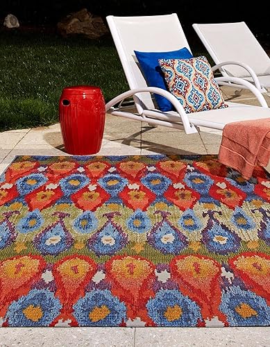 Miniatura 3 de Unique Loom Outdoor Modern Collection - Alfombra rectangular de 3 pies 3 pulgadas x 5 pies 3 pulgadas, multicolor, borgoña
