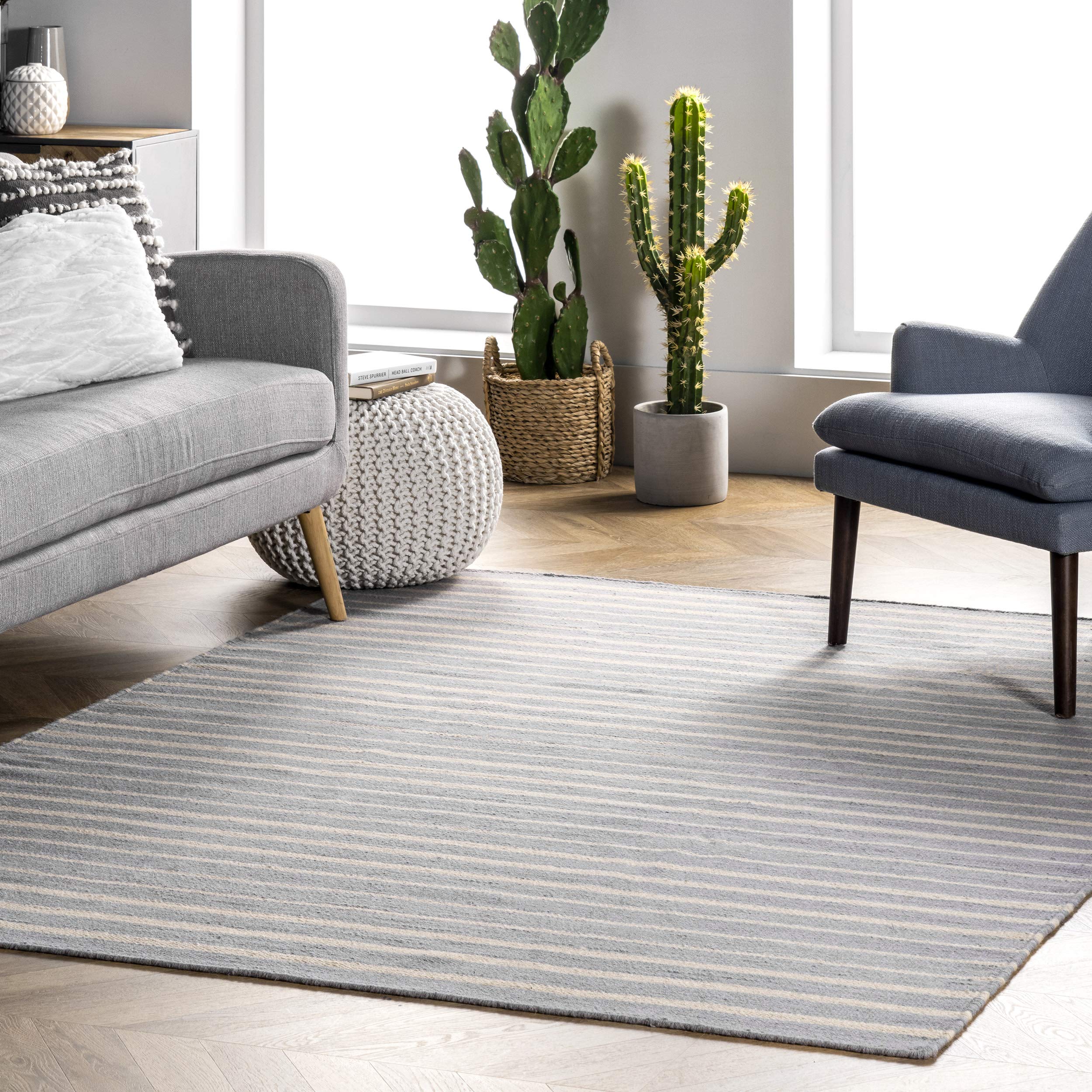 nuLOOMReese Striped Wool Clearance Area Rug, 6' x 9', Grey