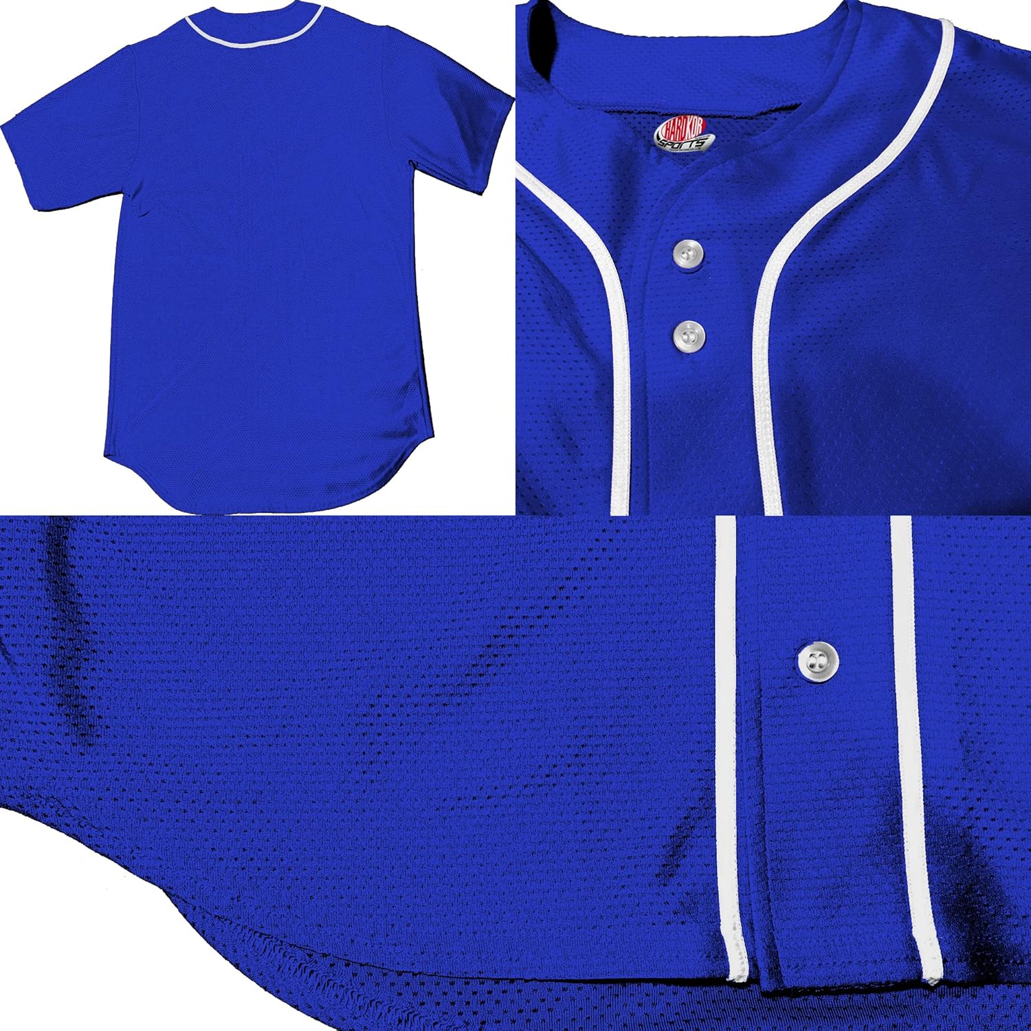 Full 6 Button Adult Custom Baseball Jersey with Braid, Piping, Logo, Names and Numbers