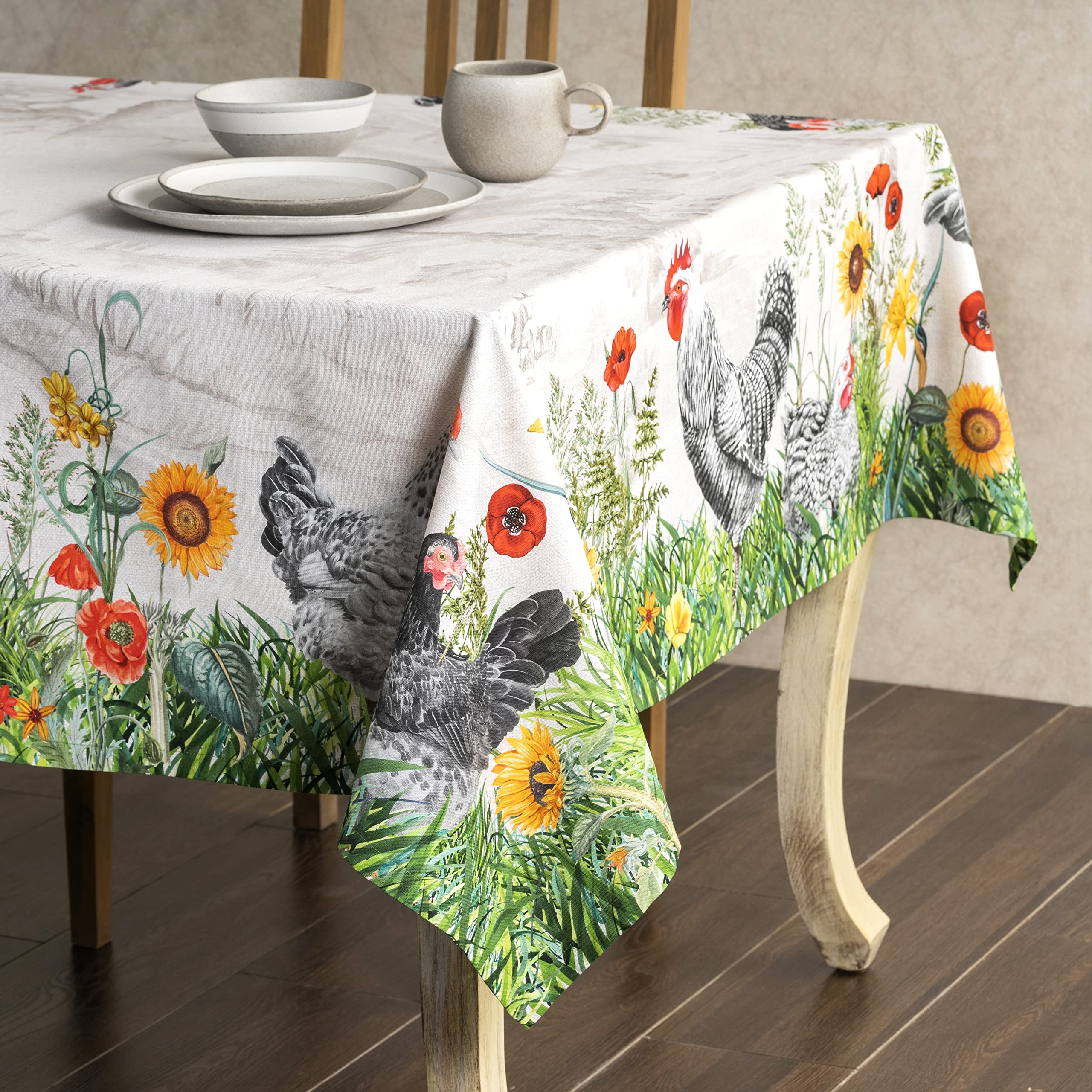 Maison d' Hermine Table Cloth Rectangle Table 100% Cotton 180 cm x 140 cm Tablecloth Reusable Everyday Use for Dining Farmhouse Home Party Festive Gifts for Mothers Day (Basse Cour) - Image 2