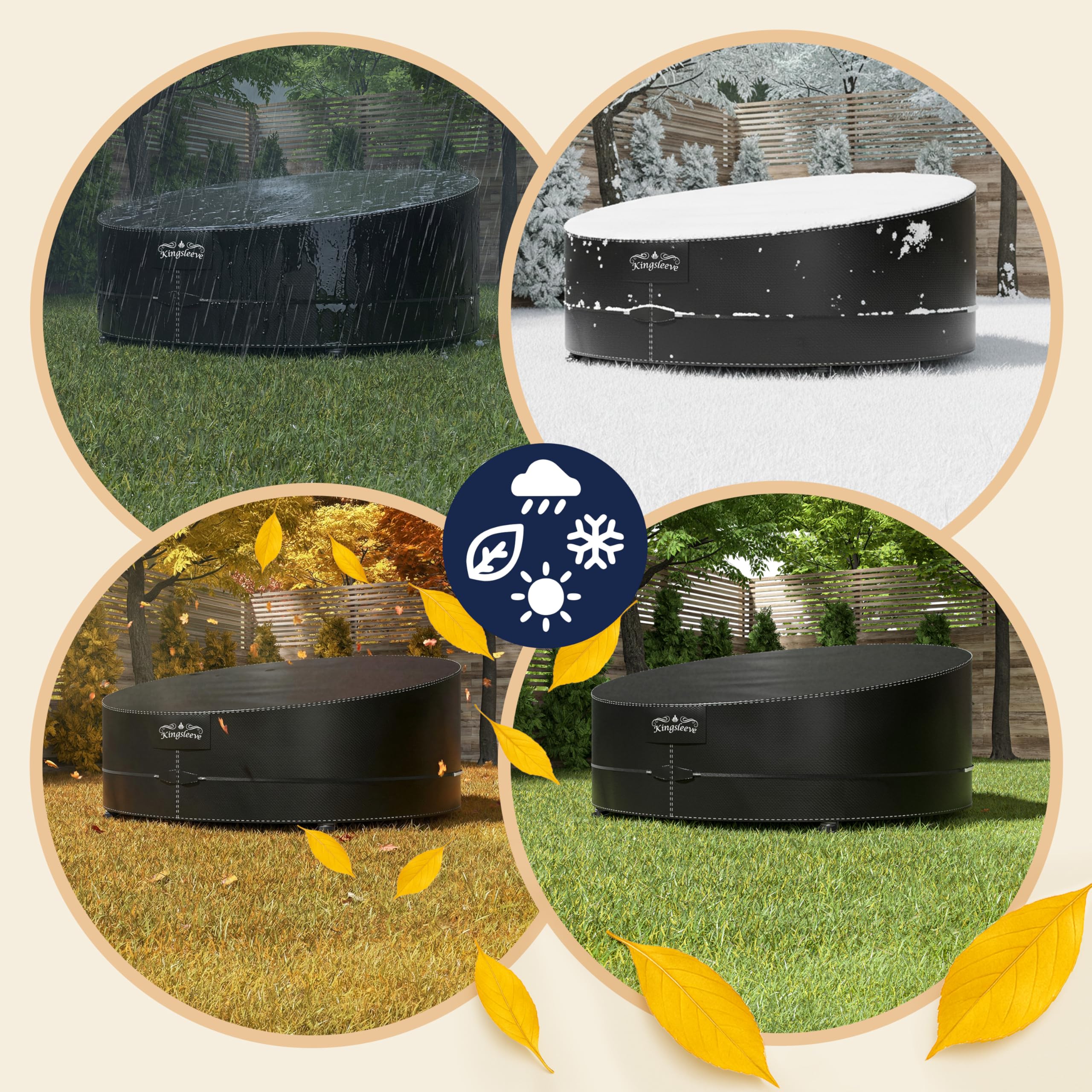 Kingsleeve® Copertura Protettiva per Isola Prendisole Impermeabile Resistente Telo di Protezione per Mobili da Esterno Copri-Lettino da Giardino Rotondo Ø188x229x90/50cm