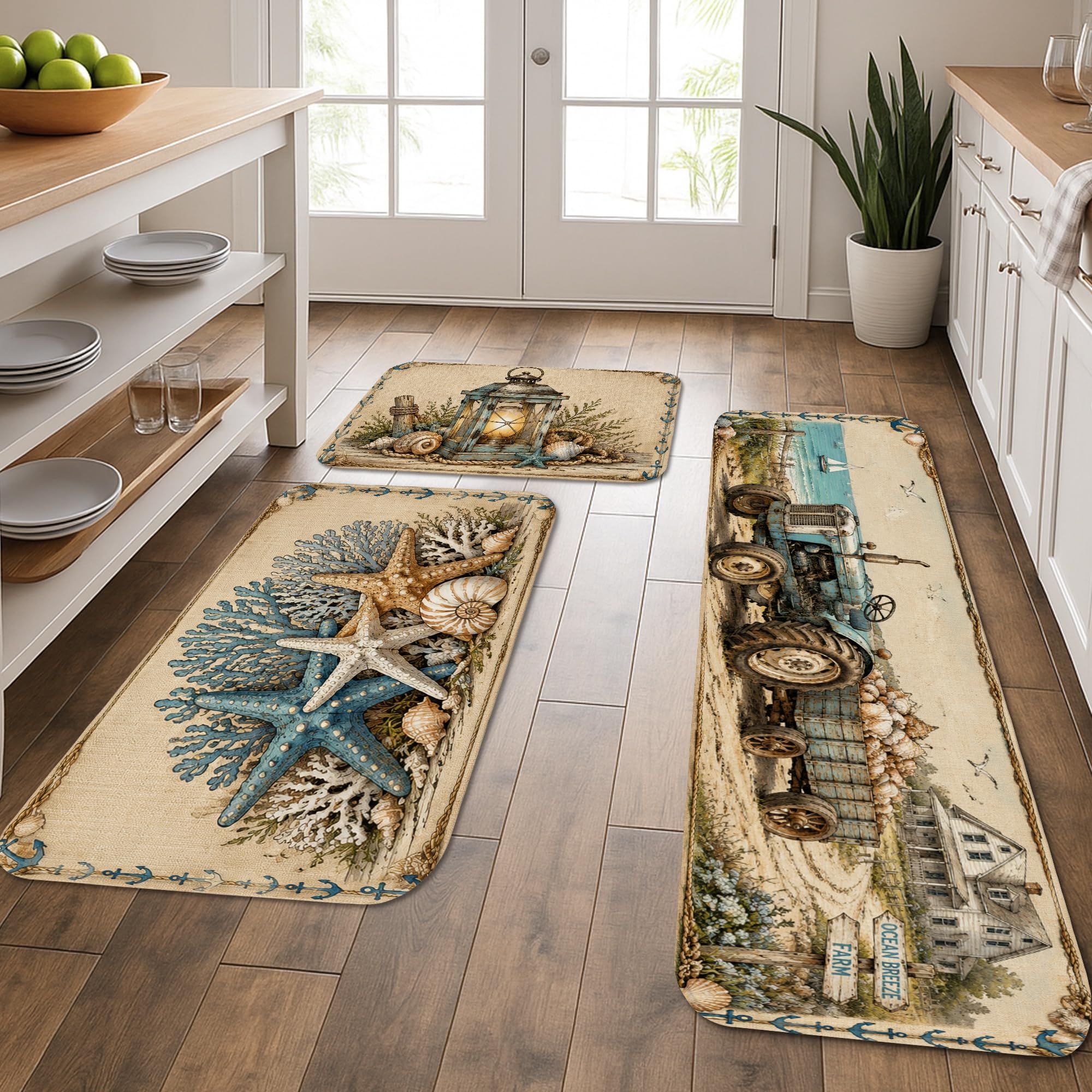 Tapis doux pour cuisine et salle de bain motif corail pour sol fatigué et froid