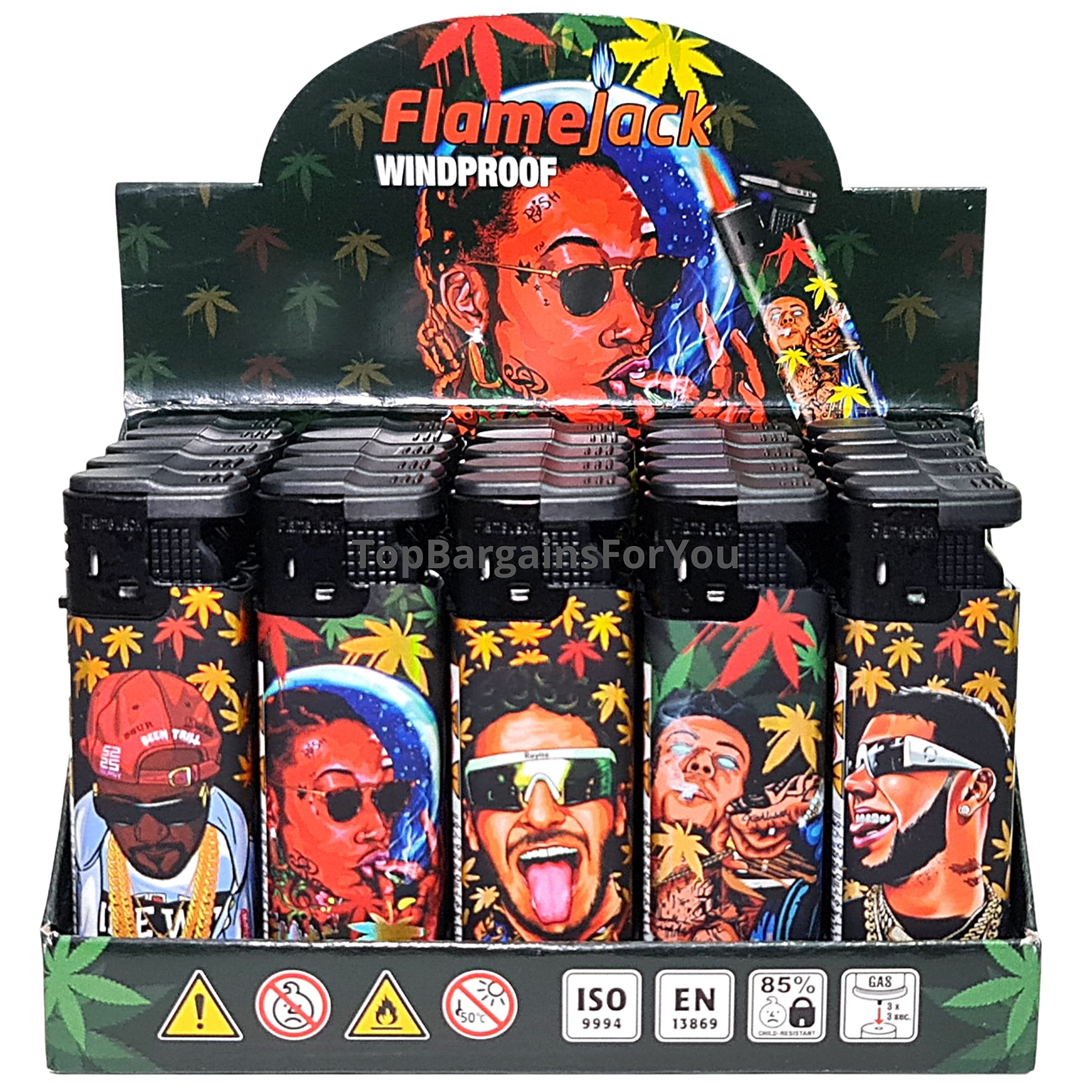 Zactly Multicolor - 5 X Flamejack Colourful Windproof Dustproof Jet Lighters Really Powerful – Limited Edition (Influencers)