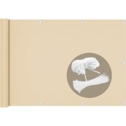 Paneles De Bambú Para Exterior VOUNOT Pantalla Protección de Privacidad para Balcón Jardín, HDPE, Protección UV, con Cuerda y Bridas, Beige, 600x90cm, 4513986773015