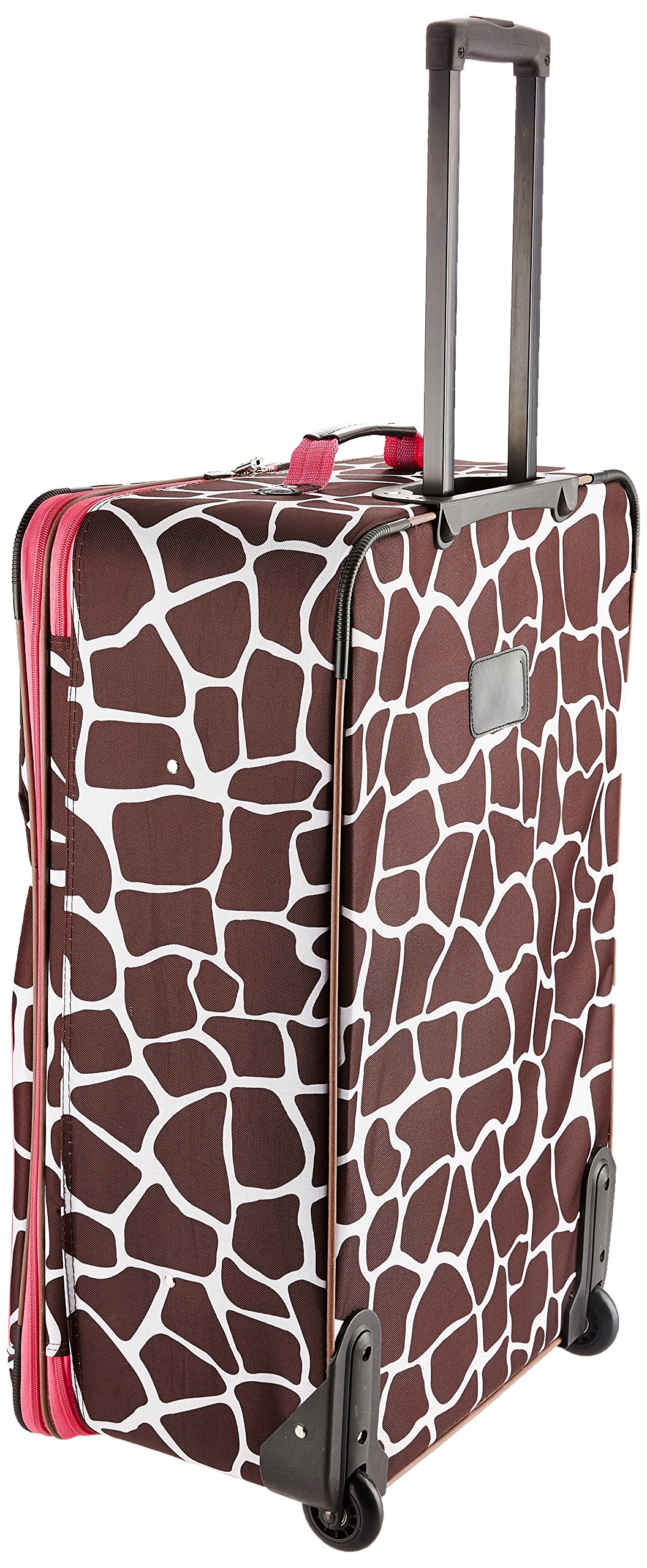 Rockland Vara Softside 3-Piece Upright Luggage Set,Expandable, Pink Giraffe, (20/22/28)