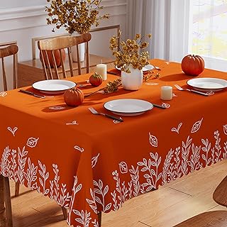 Fall Tablecloth 60x104 Inch Rectangle, Fall Decor Leaves Table Cloths Seasonal Autumn Thanksgiving Decorations for Home Scallop Edge Waterproof Party Dining Table Cover