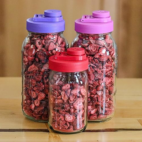 Miniatura 5 de Brewing America Jarra de cristal con tapa, tarro de bolas, 1 cuarto de galón (32 onzas) con tapa de boca ancha morada, para batidos, taza Boba,