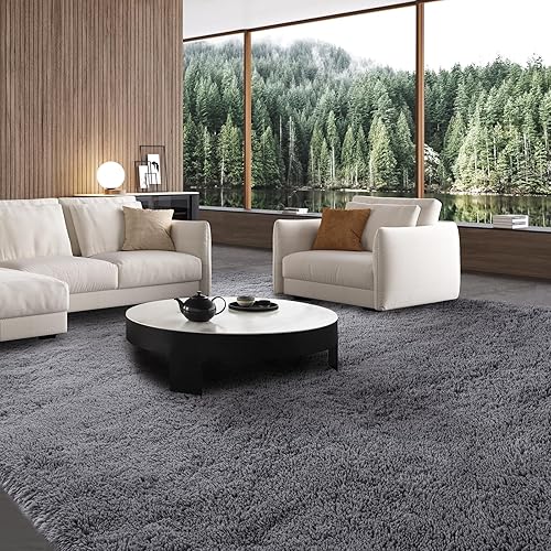 Vista 201 de Alfombras para dormitorio de niñas sala de estar: alfombra de área peluda de 5 x 7 para sala de juegos de niños, alfombra peluda de felpa pastel