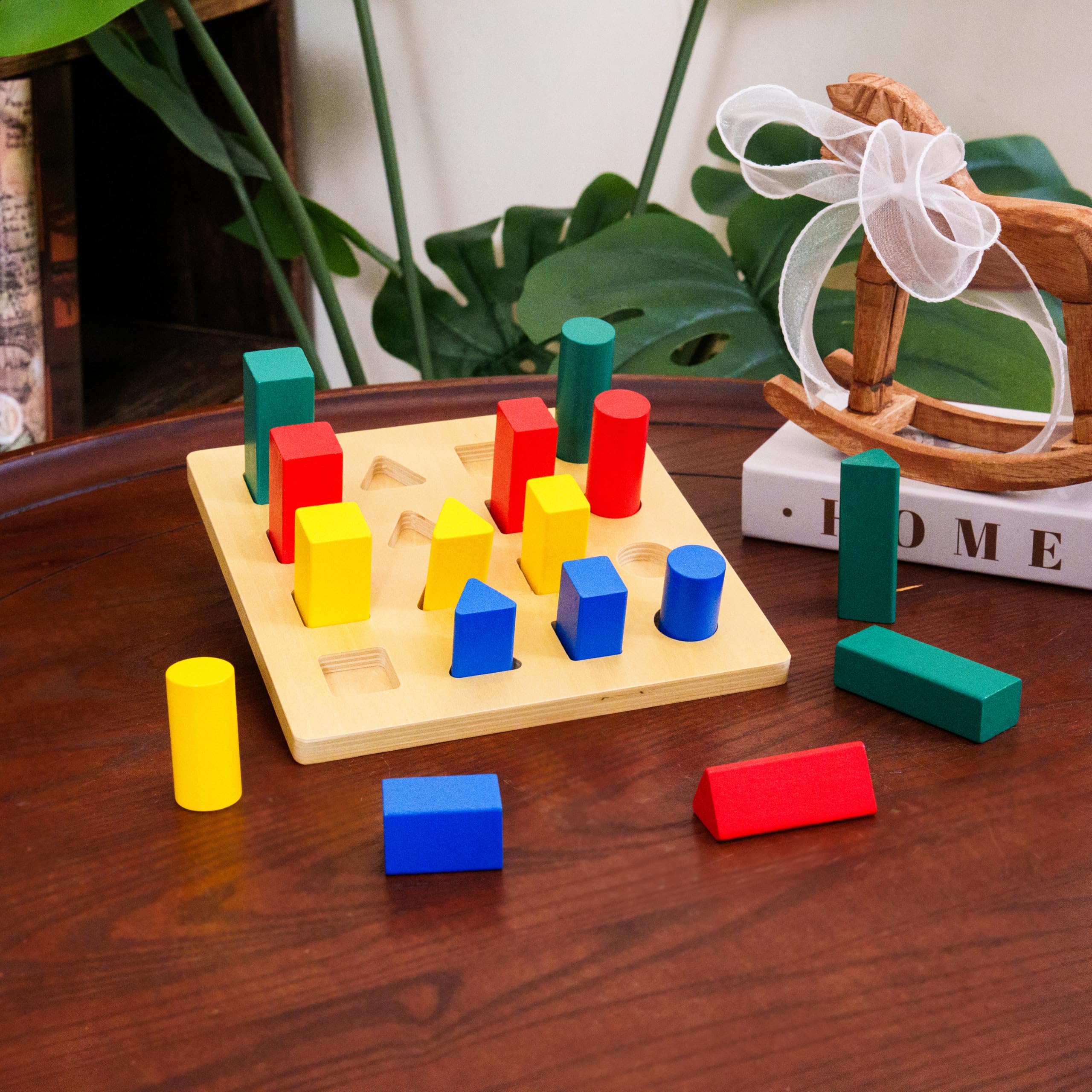 Montessori materiały matematyczne – drewniana zabawka edukacyjna do liczb i liczb, przedszkola i szkoły podstawowej, domowej i klasy od 3 lat (drabina geometryczna Montessori)