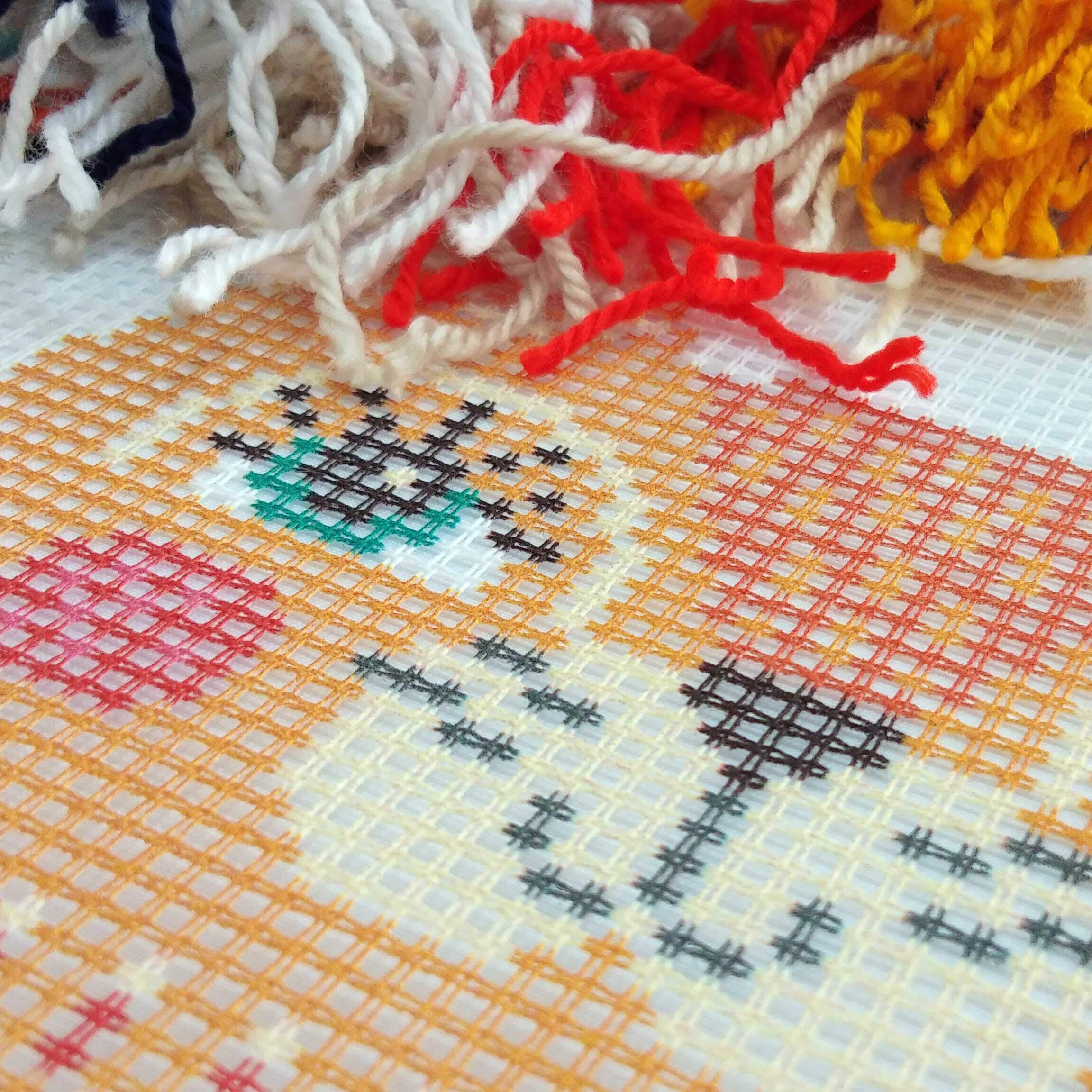 Brvsk Cat Choir Cross-Stitch Kit – 16×16 Inch Printed Canvas, Includes Yarn, Needles & Chart, Perfect For Beginners - View #8