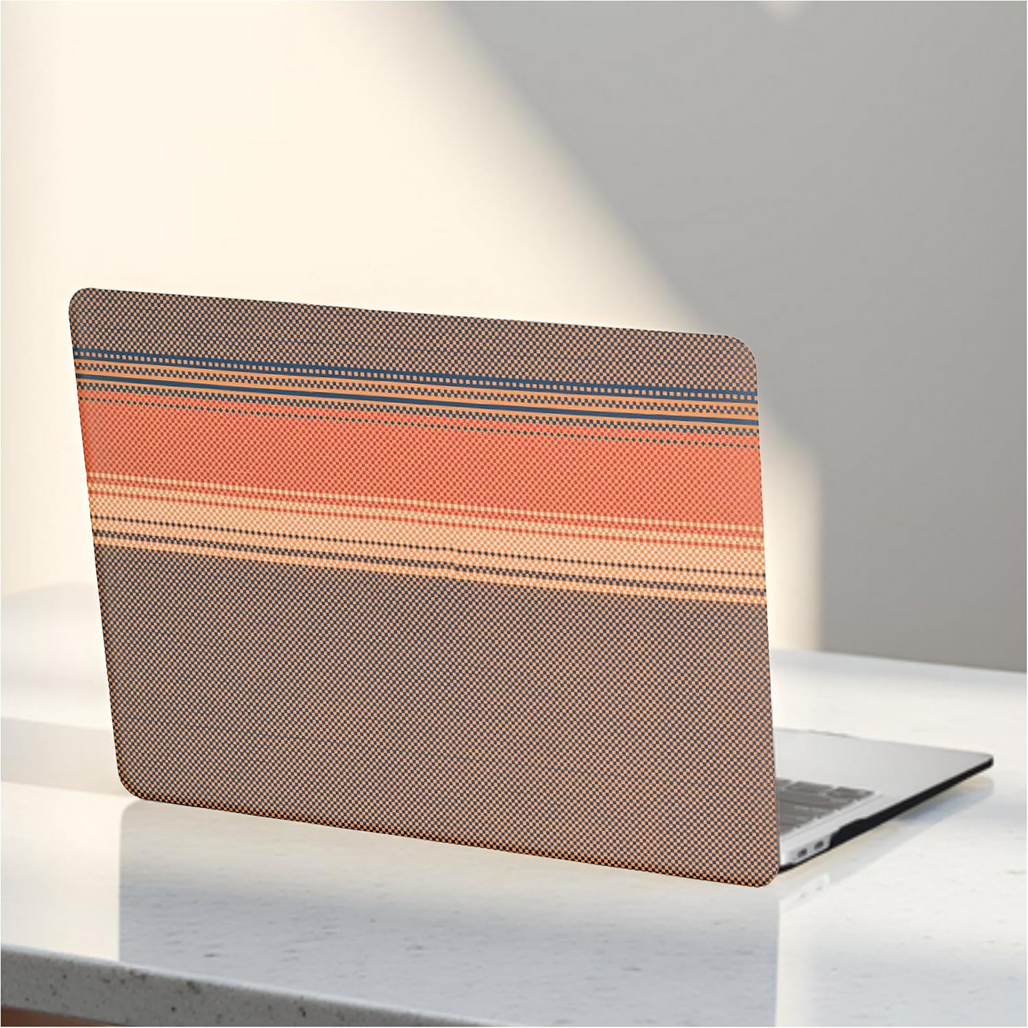 for MacBook Air Case 13.6 Inch, Matte Woven Texture Hard Shell with Logo Cutout & Keyboard Skin, Sunset Gradient Printed Cover, Fits 2022-2026 M2 M3 M4 M5 A2681 A3113 A3240 A3449
