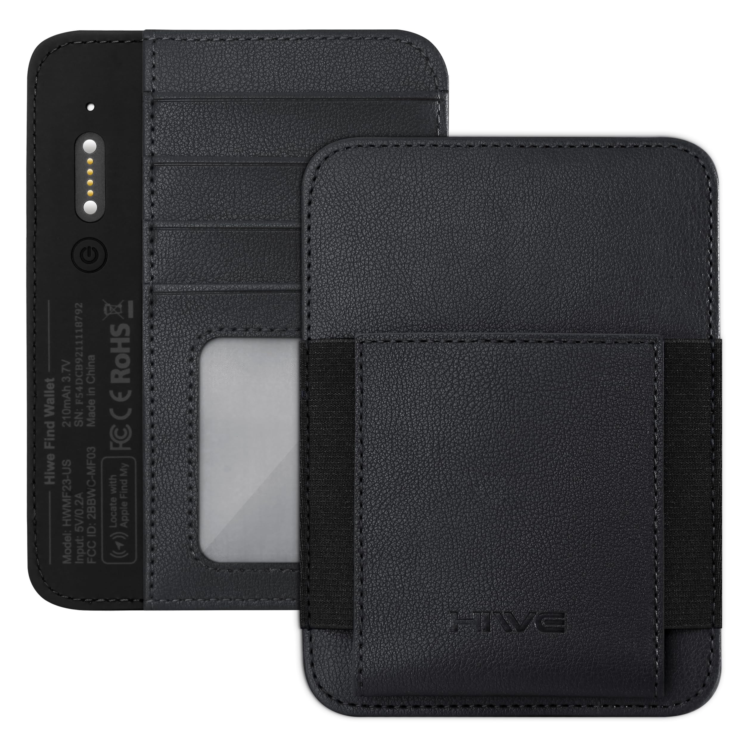 HiWe Reisepass-Etui, Schwarz, 5.47"x3.94"x0.47", Minimalistisch, Vegan, RFID-Geschützt, Find My