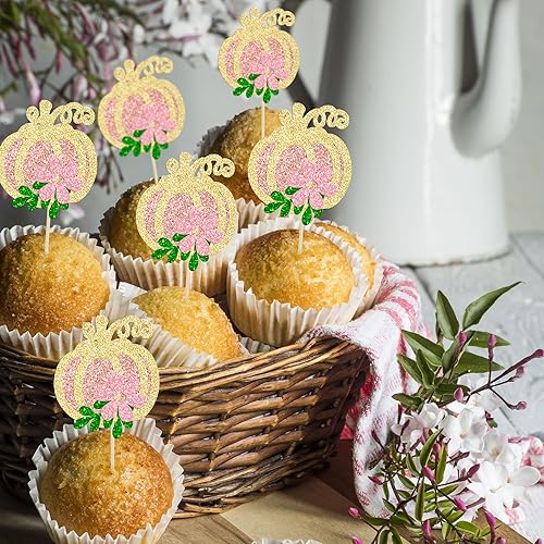Miniatura 62 de 24 adornos de calabaza para cupcakes con purpurina para otoño, hojas, flores, calabaza, cupcakes, decoración de pasteles para Halloween, decoración