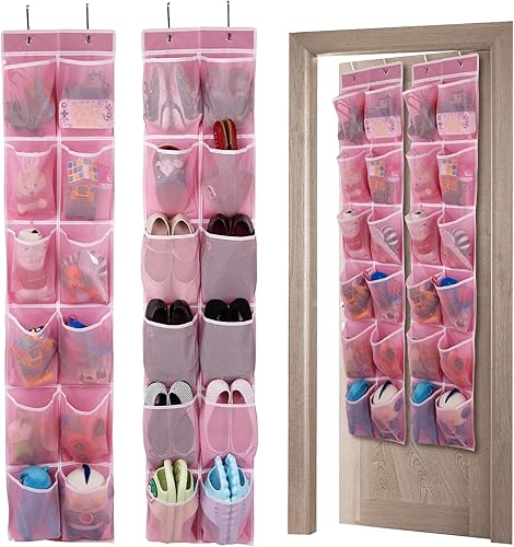 Organizador de zapatos colgante sobre la puerta, 12 bolsillos grandes, paquete de 2