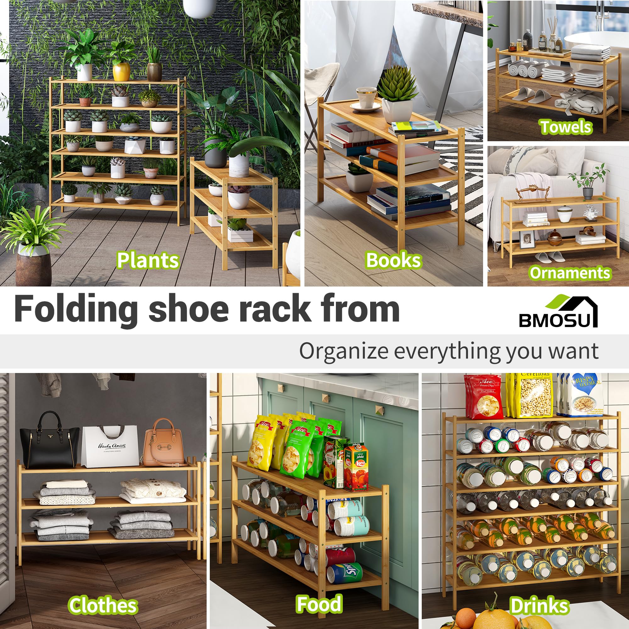 Snapklik.com : BMOSU 3-Tier Bamboo Extended Shoe Rack Premium Stackable ...