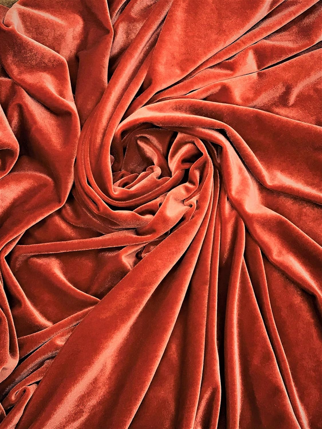 Rust Stretch Velvet Fabric, Sells by The Yard Rust Color