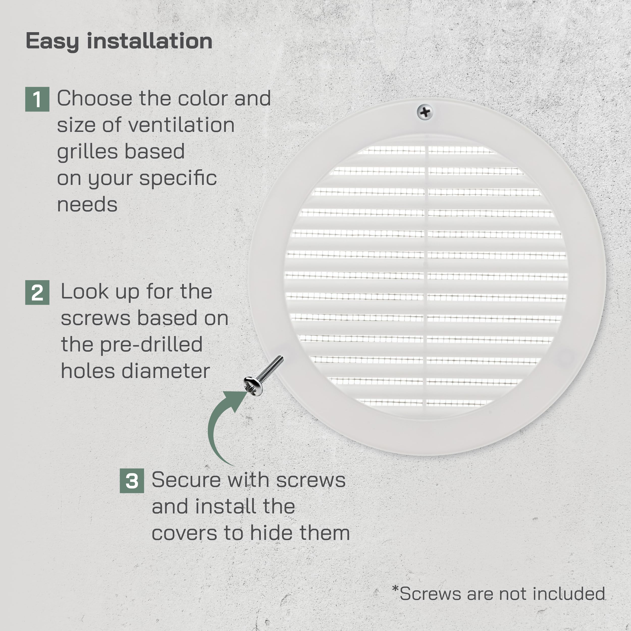 Vent Systems 150 mm / 6" Inch (Opening Dimensions) White Soffit Vent Cover, Plastic Round Air Vent Grille - Image 4