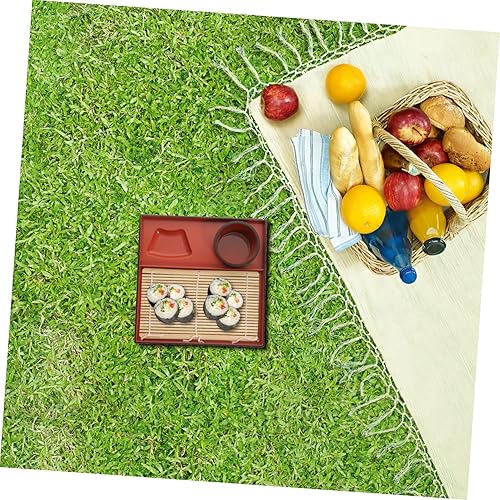 Miniatura 3 de Plato de fideos japoneses de Soba Bandeja de servir de fideos fríos, alfombrilla de sushi, plato de bambú reutilizable