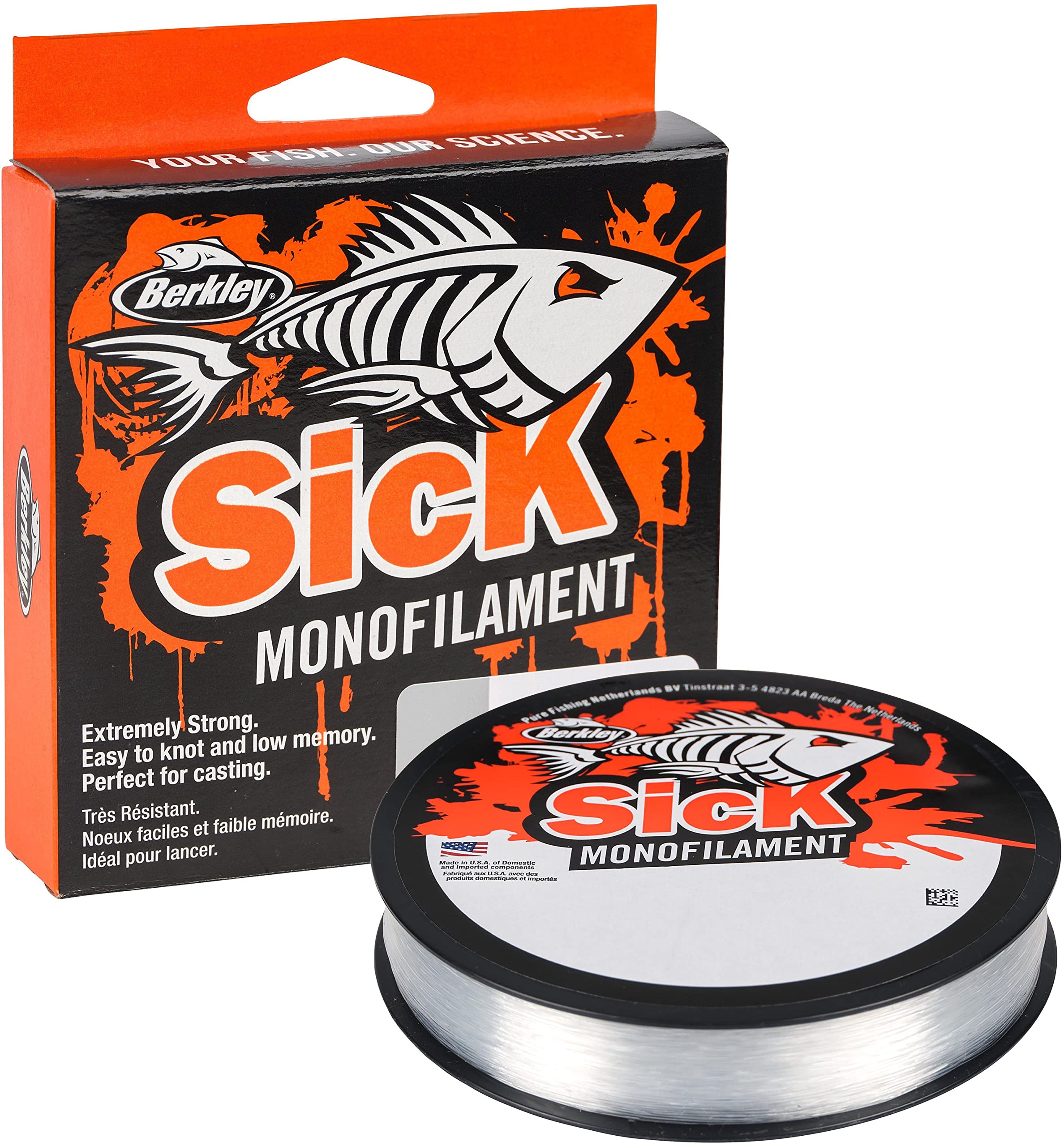 Berkley Sick - Hilo de Pesca de Nailon – Alambre de Pesca monofilamento de Fuerte tensión, Baja Elasticidad, Baja Memoria, Resistente a la abrasión Pesca en Agua Dulce y Salada