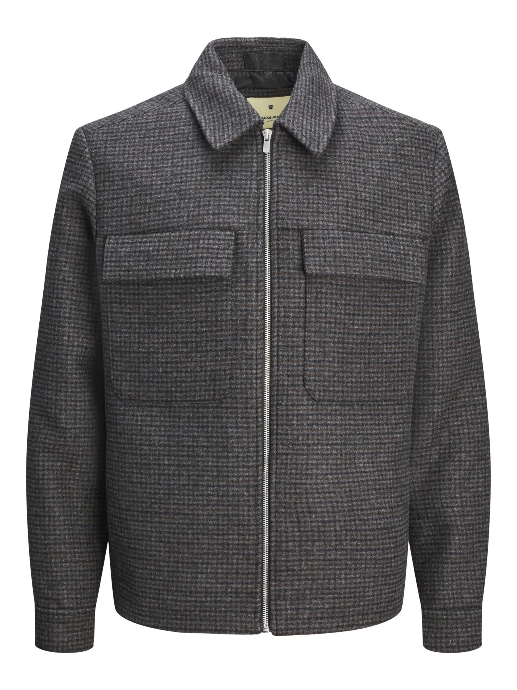 JACK&JONES Herren Jprblurussel Wool Blend Jacket Sn Jacke, Black/Detail:Houndstooth, M