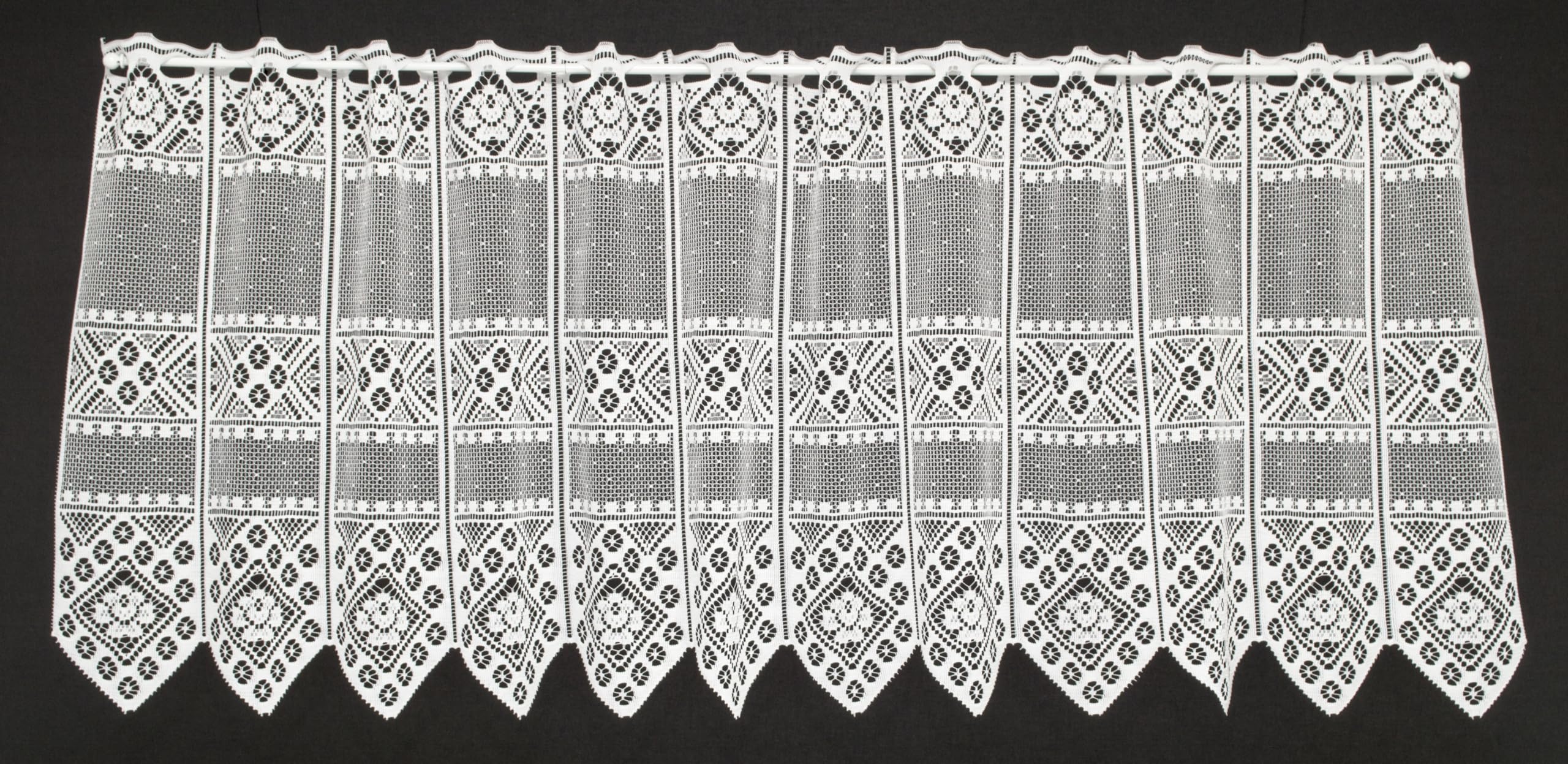 Scheibengardine Blume Muster 45x273 cm H/B Weiß Bistrogardine Vorhang Küche 1er Pack