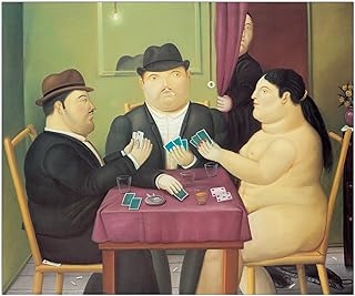 Artopweb Pannelli Decorativi Botero i Giocatori di Carte Quadro, Legno, Multicolore, 62x1.8x52 cm