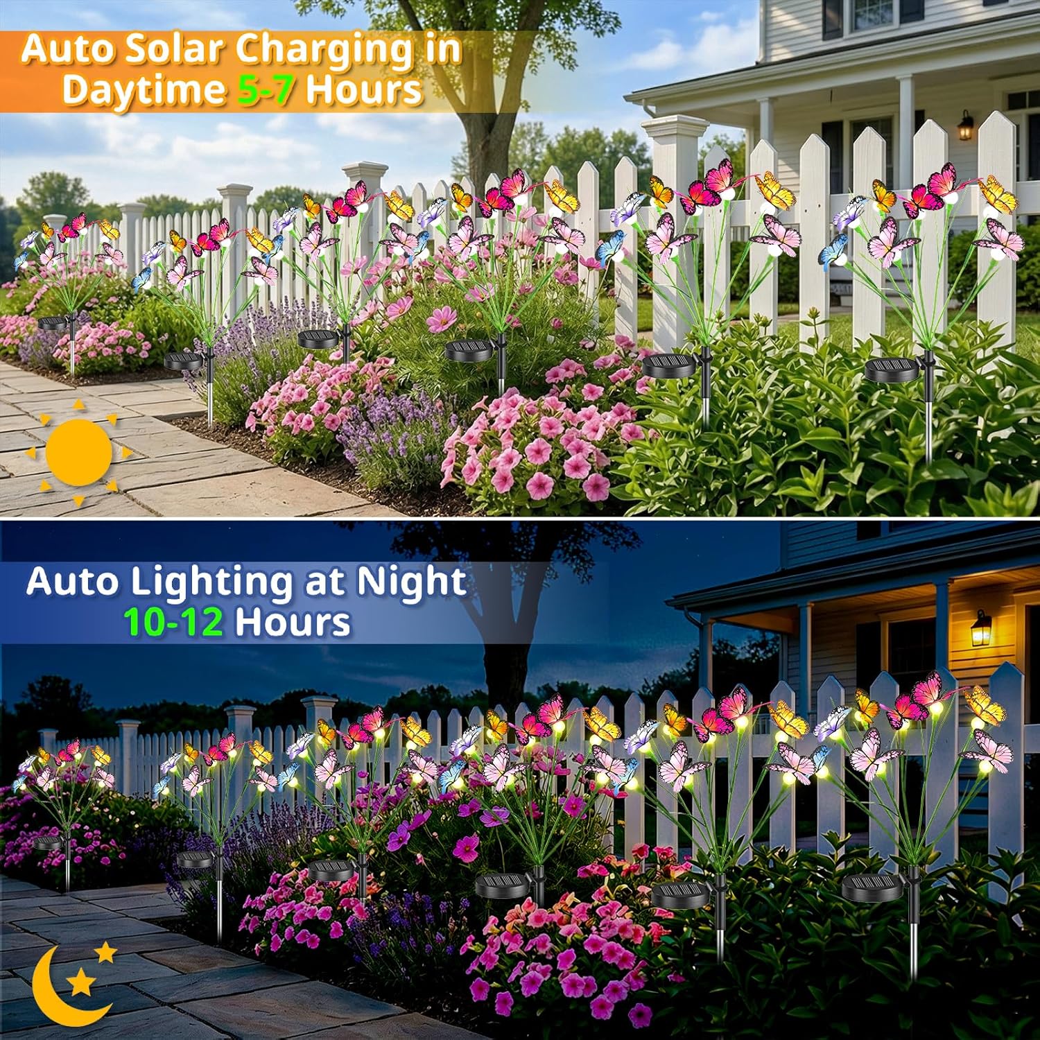 Solar Butterfly Lights Outdoor, 4 Pack Solar Garden Lights Waterproof with 32 LED 2 Modes, Swaying Firefly Light for Outside Yard Patio Pathway Flowerbed Lawns Decorations
