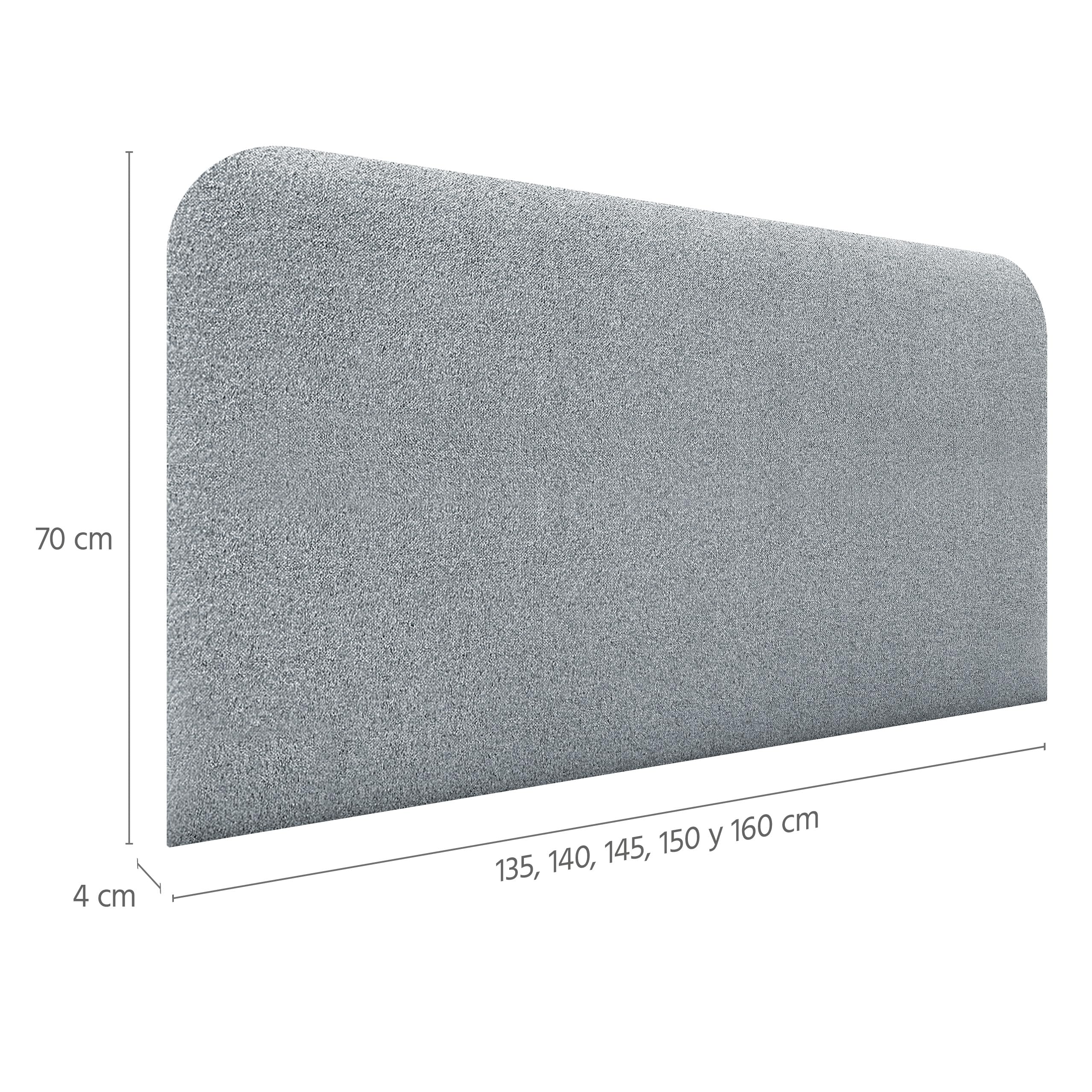 DHOME Testiera Imbottita Liscia Curva in Tessuto Aqualine Altezza 70cm da Parete Fonoassorbente Testiere Assorbenti Testata Letto Camera da Letto (Grigio Perla, 160cm)
